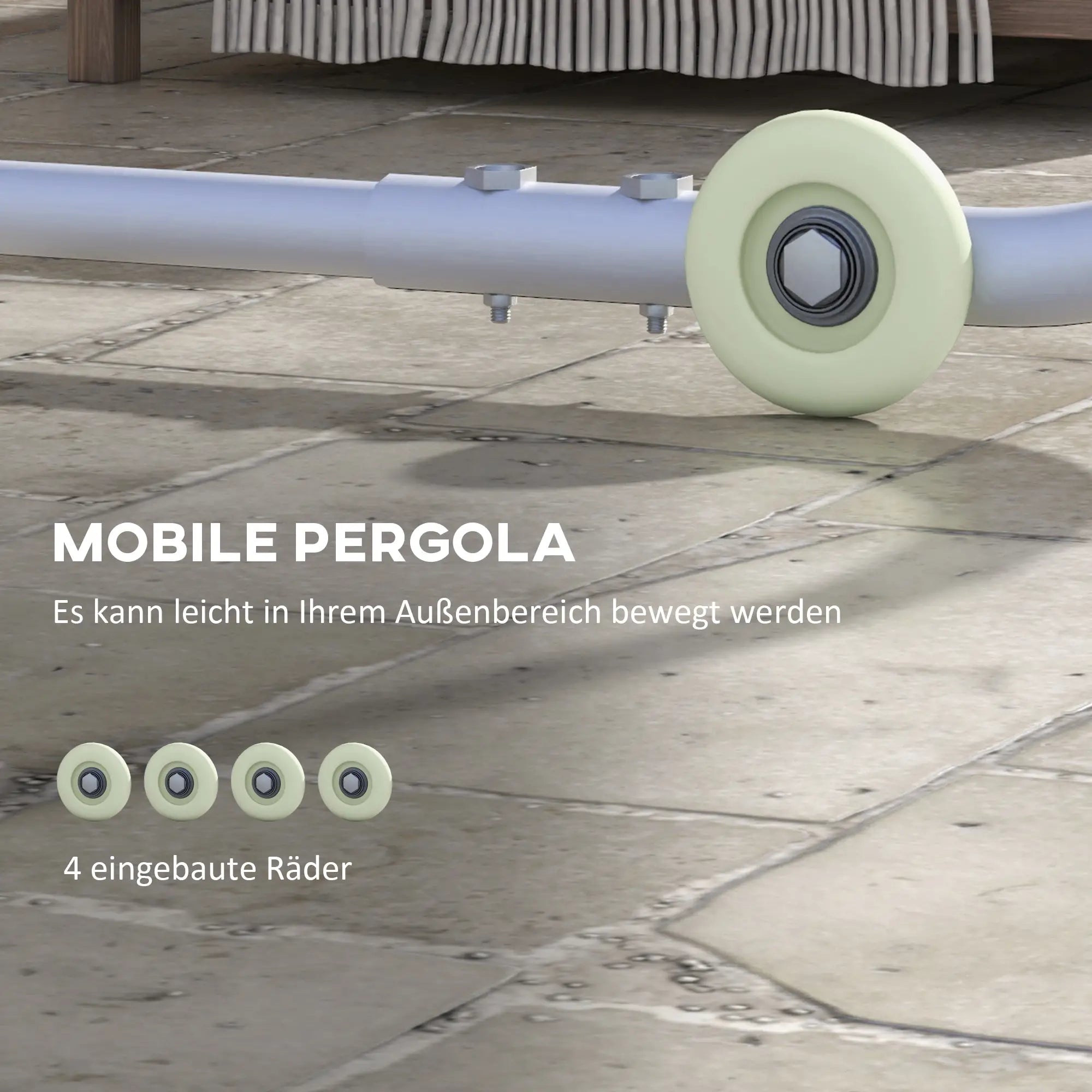 Pergola Pavillon 3x3?m mit UV-Schutz & Rollen, Oxford