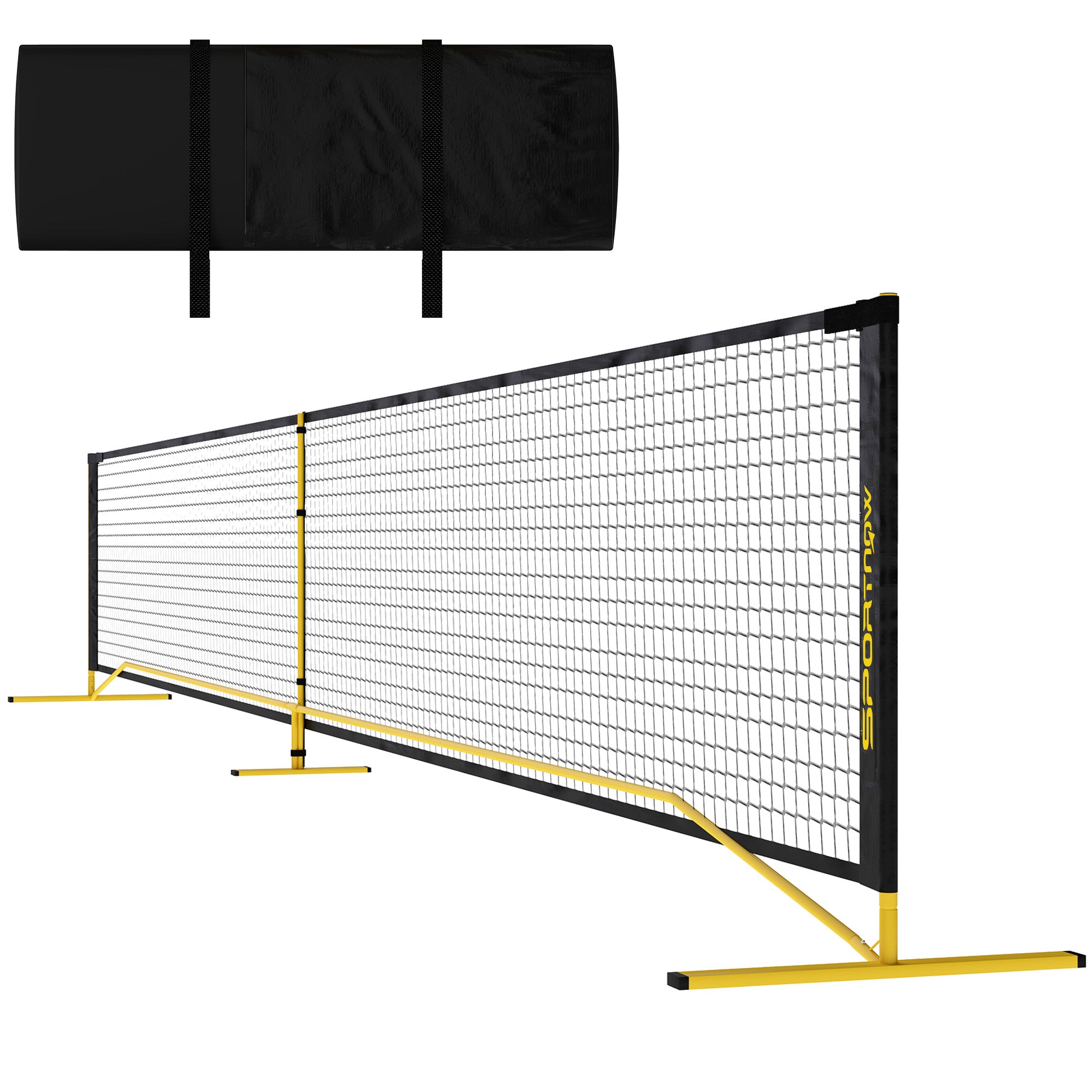 SPORTNOW Pickleball-Netz, tragbar, Metallgestell, Stoffnetz, mit Tragetasche, Gelb