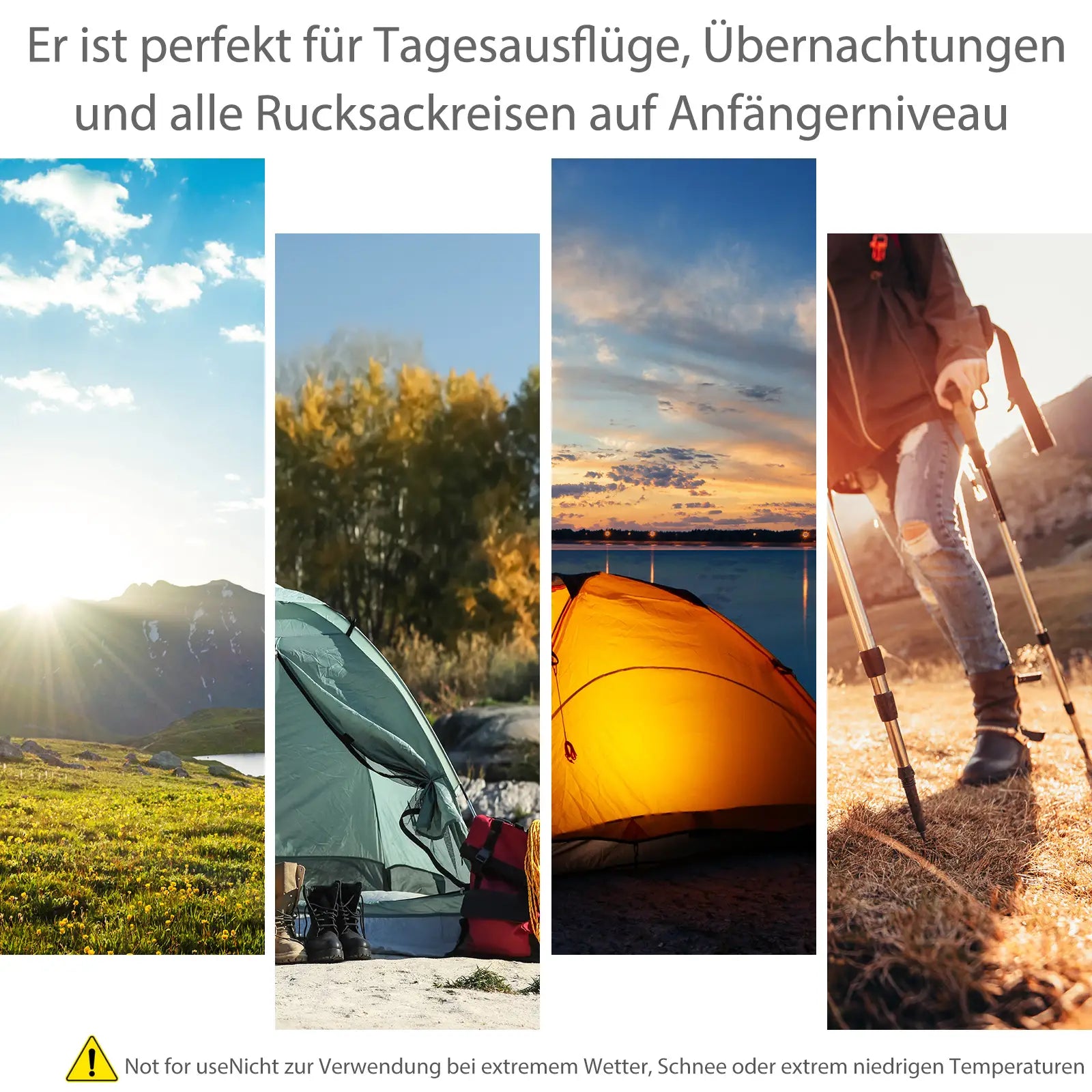 Outsunny Campingzelt 3–4 Personen, Kuppelzelt grau-schwarz