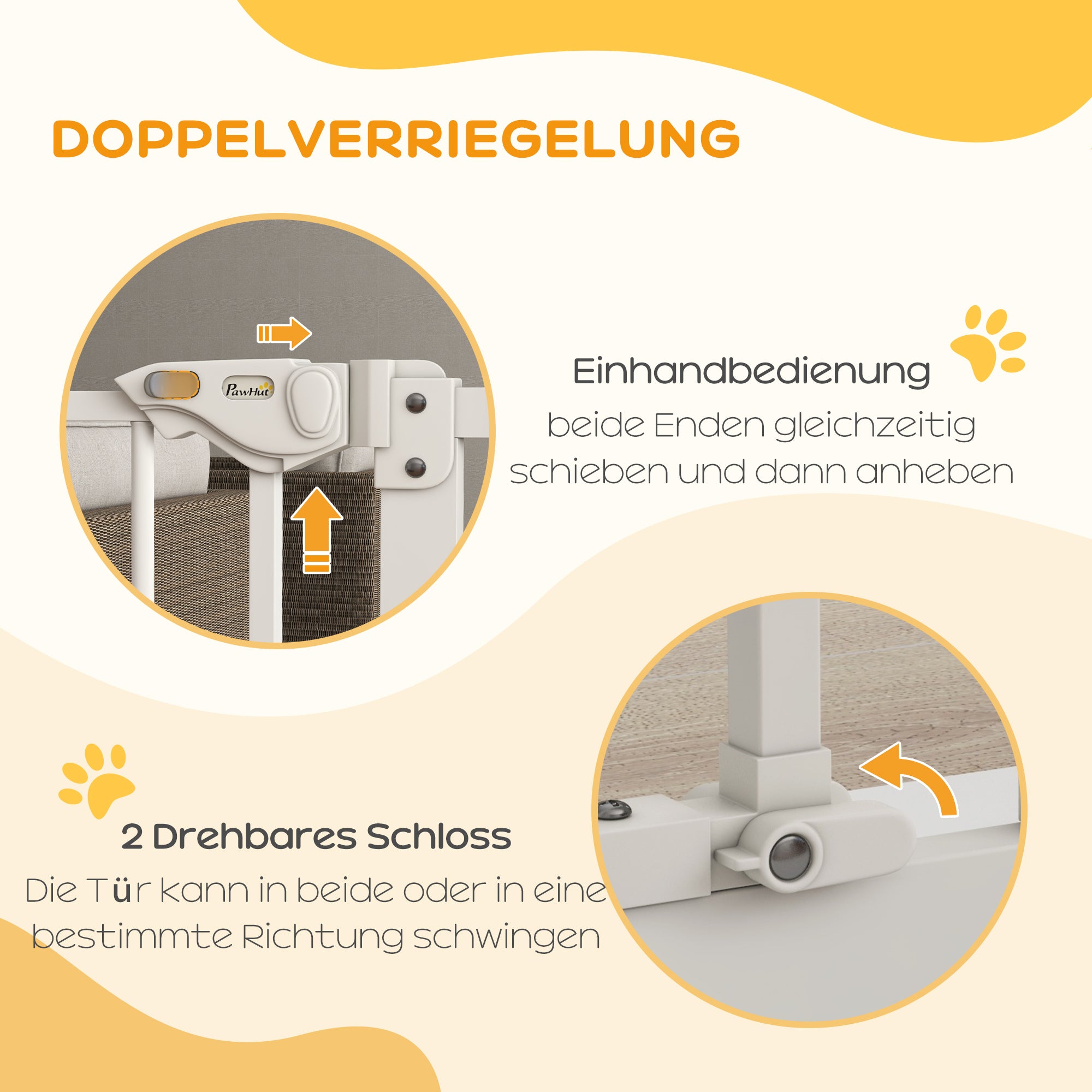 PawHut Türschutzgitter für Hunde, Absperrgitter, Schutzgitter für Haustiere, Metall, Kunststoff, 74-80 cm, Weiß