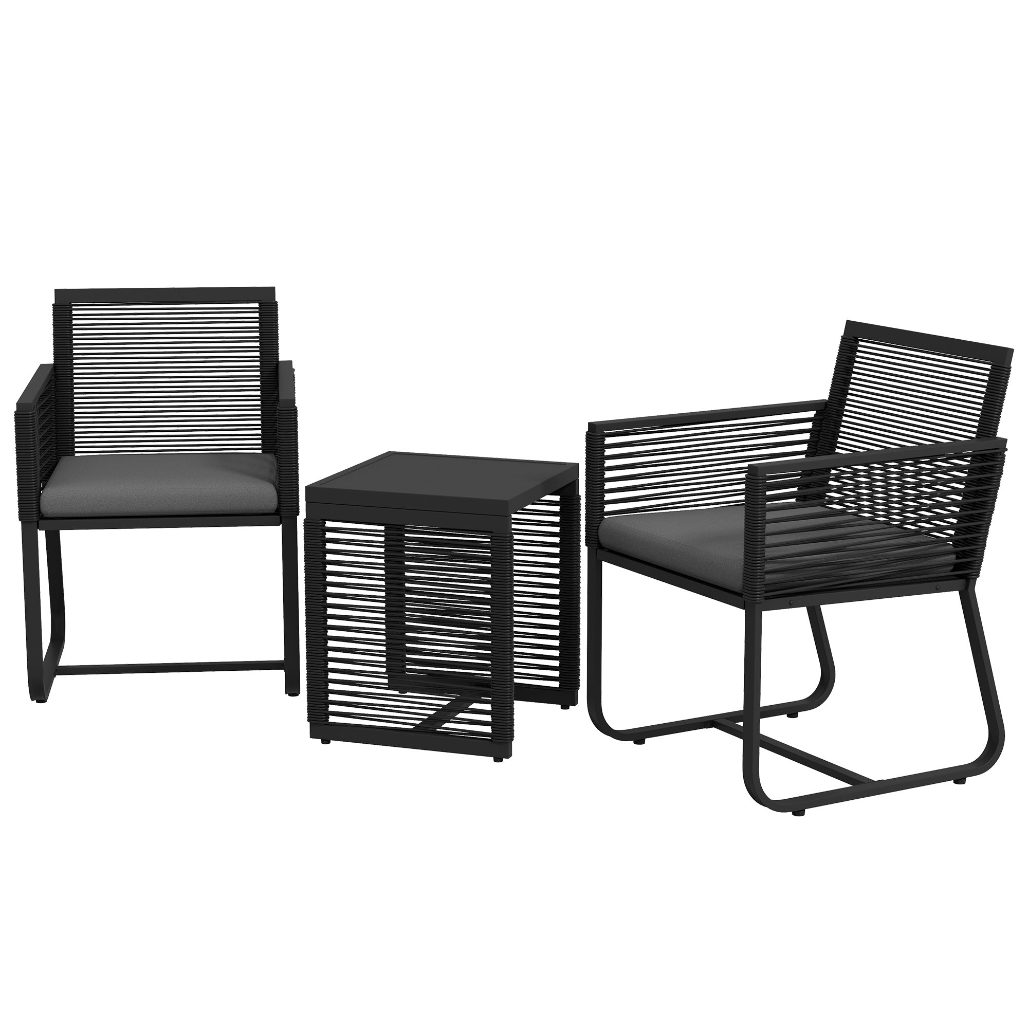 Outsunny Rattan Gartenmöbel Set 3-teilig Outdoor mit Sitzkissen