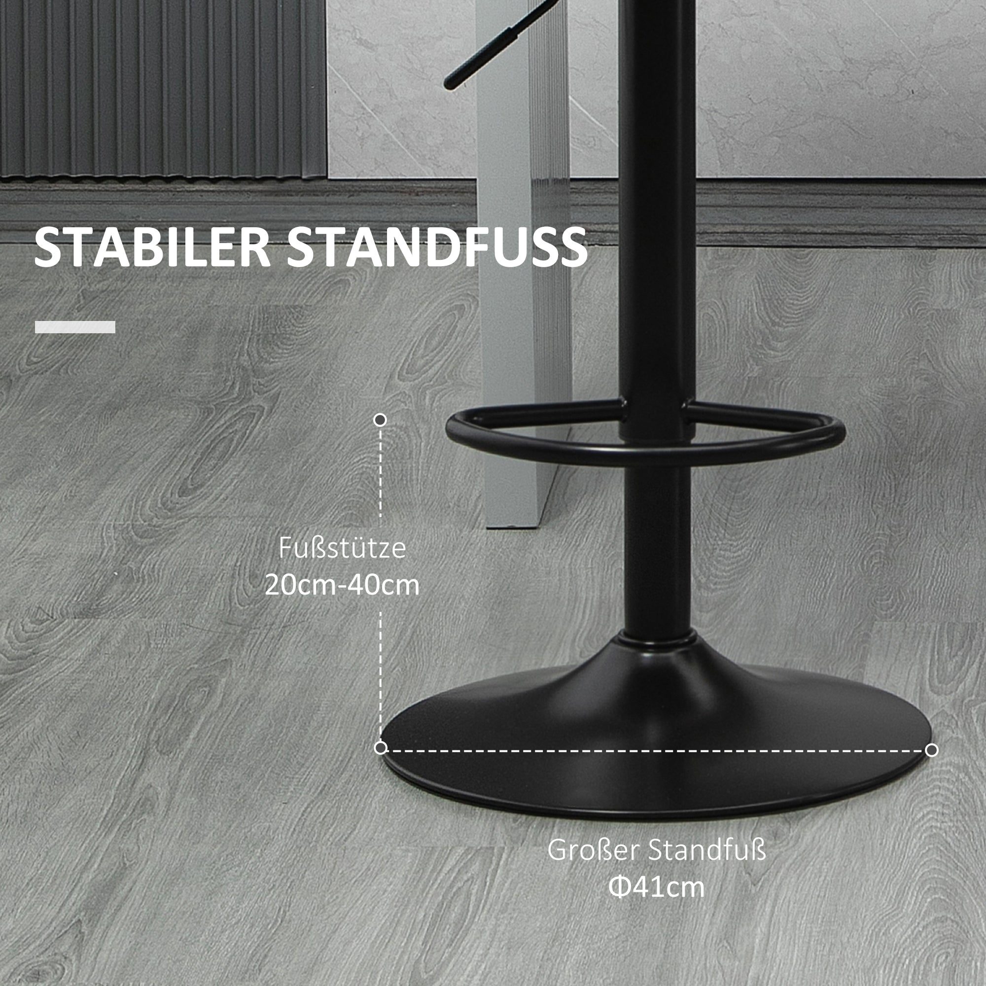 HOMCOM Barhocker 2er-Set Retro-Design höhenverstellbar Kunstleder Leinenoptik Grau + Schwarz