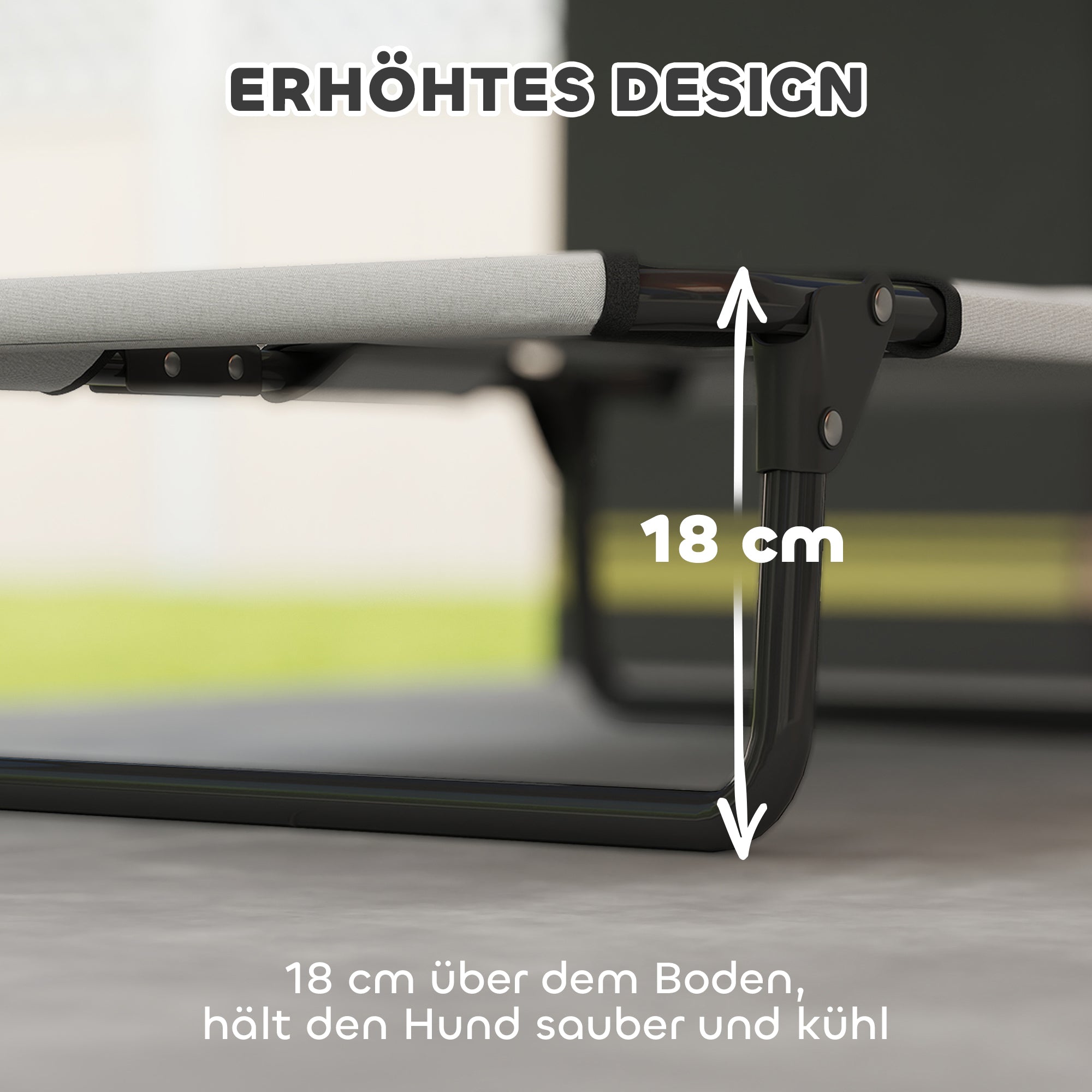 PawHut Erhöhtes Hundebett klappbar Haustierbett, Outdoor Hundeliege mit Netzdesign Hellgrau Oxford 75 x 51 x 18 cm