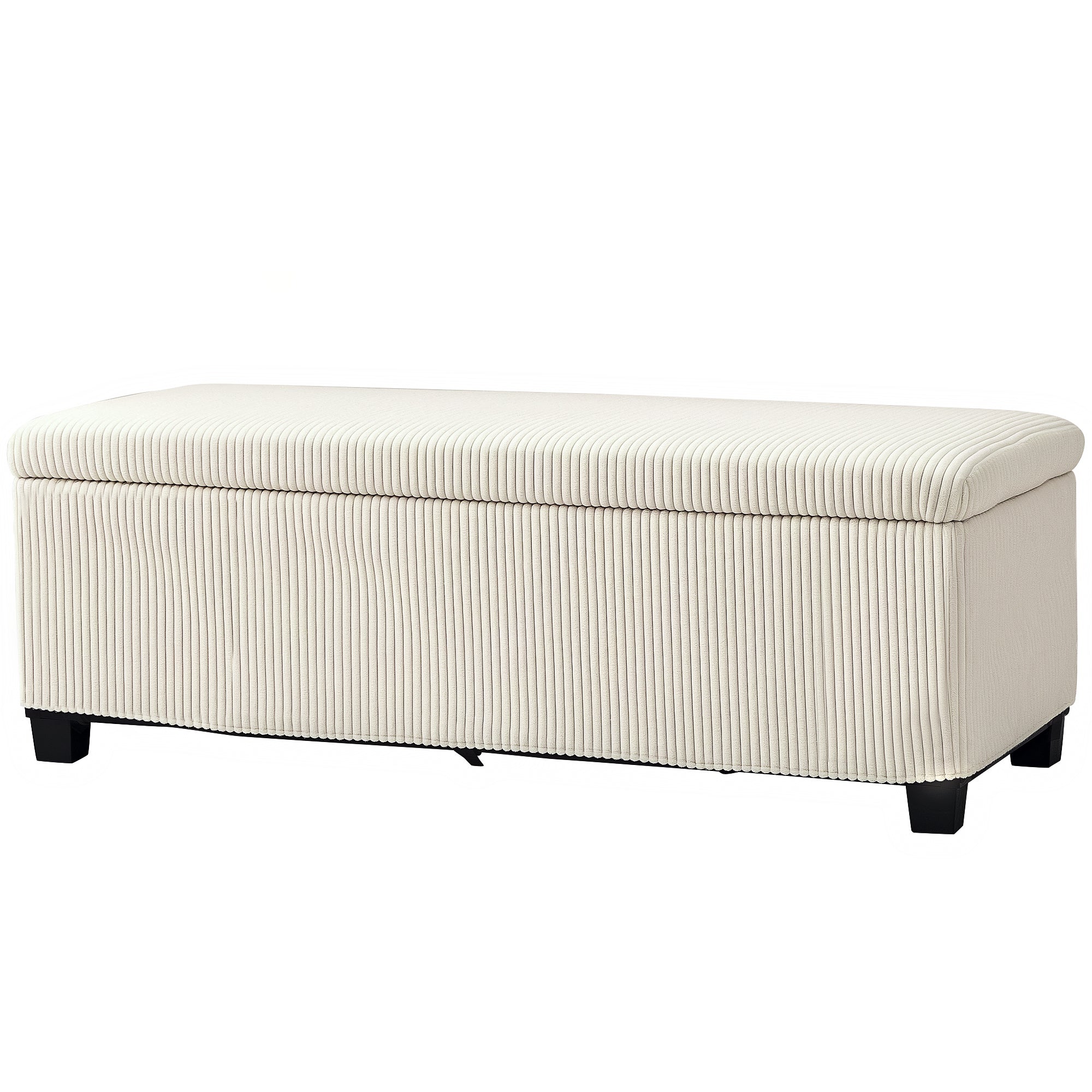 HOMCOM Sitzbank mit Stauraum, Aufbewahrungsbank, Cord-Design, Stahlrahmen, Beige