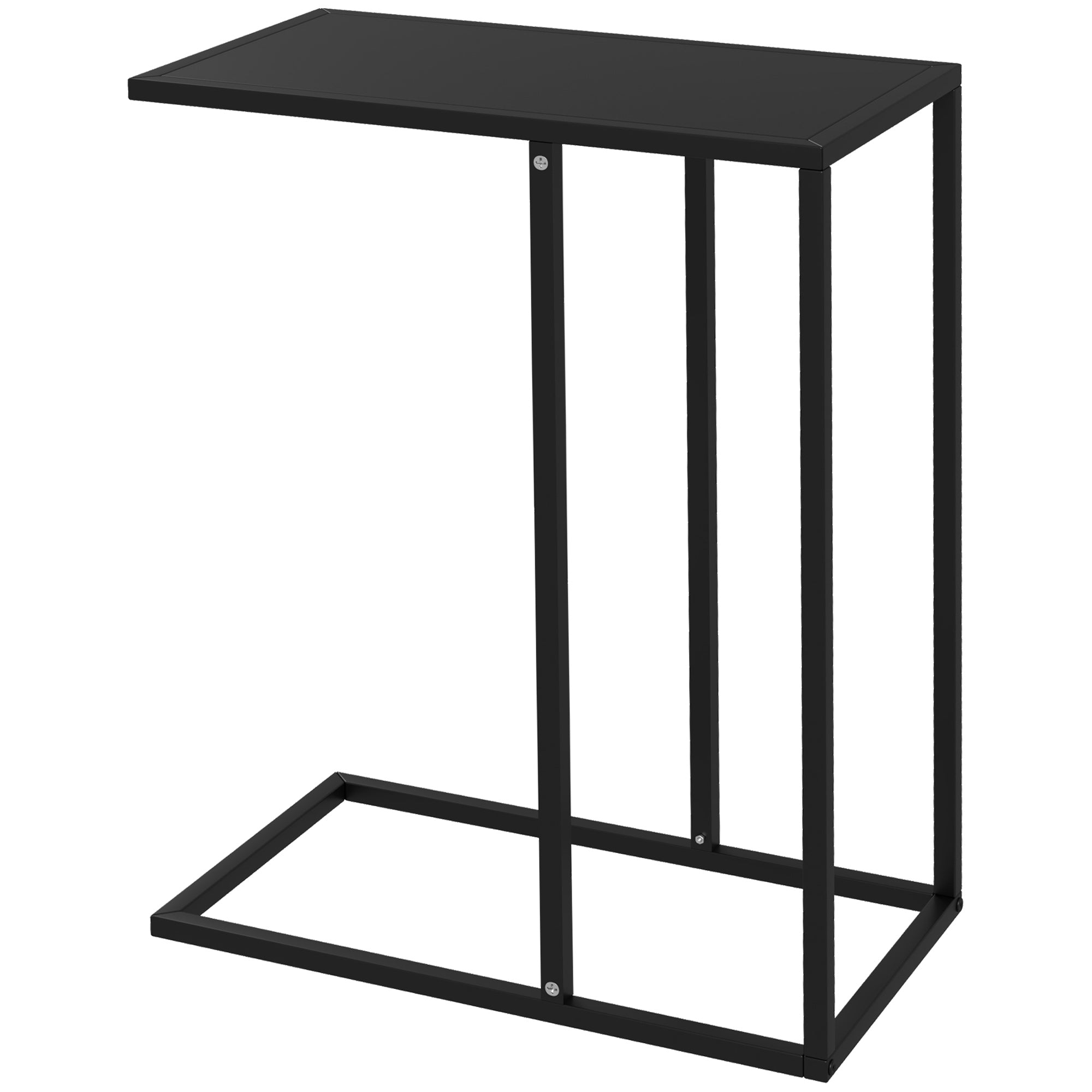 HOMCOM Beistelltisch Laptoptisch, Sofatisch in C-Form, mit Stahlgestell, Schwarz