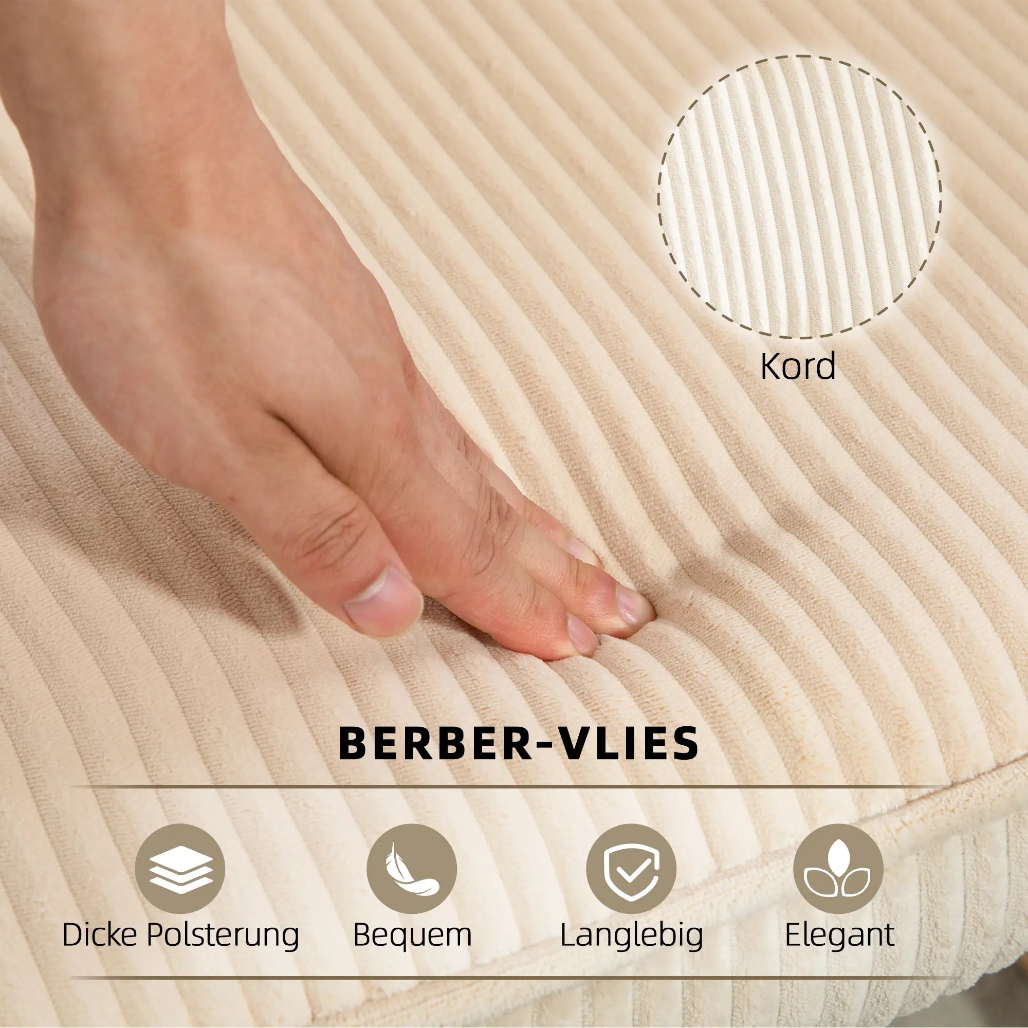 HOMCOM Schaukelstuhl mit Kordoptik & Holzkufen – Beige