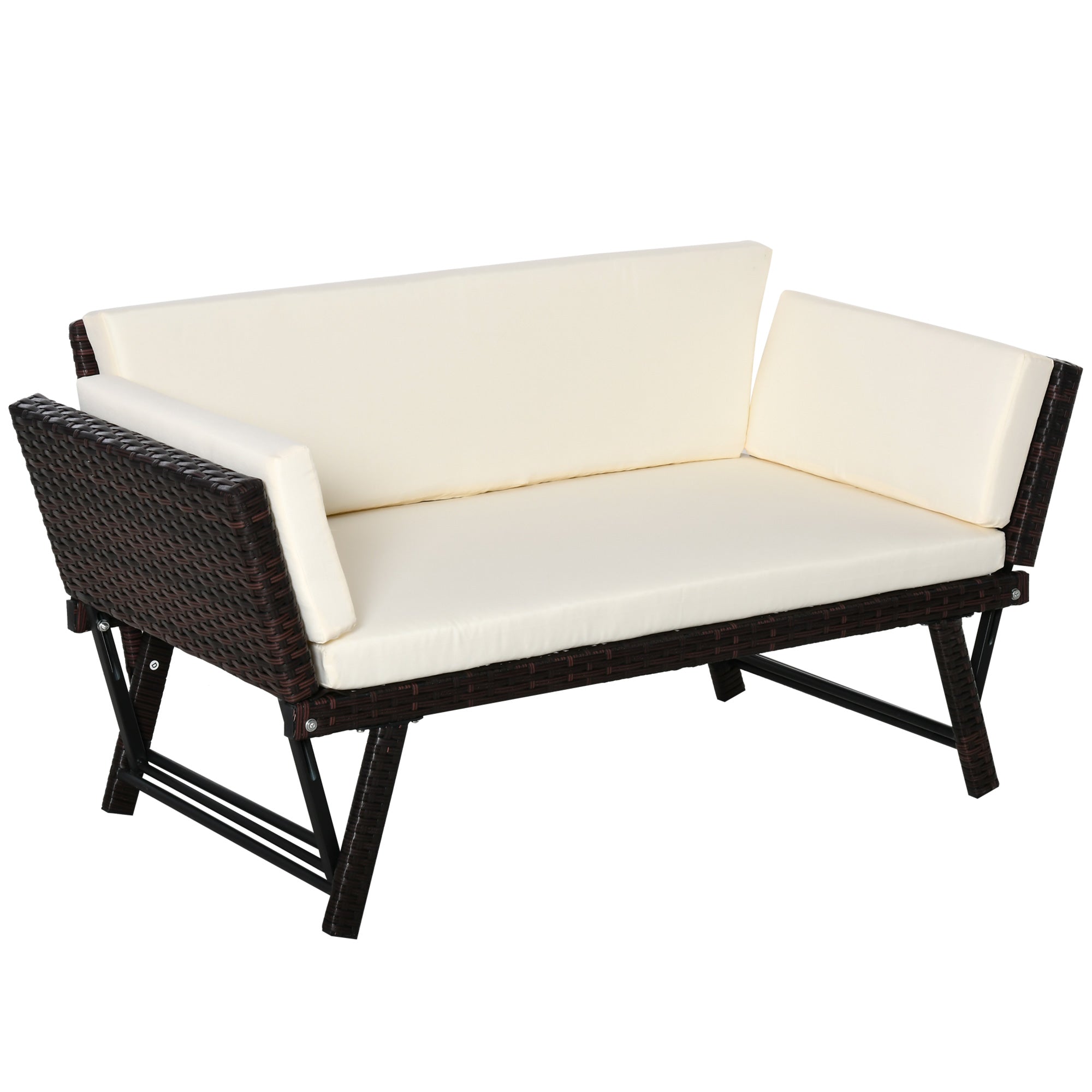 Outsunny Polyrattan Gartensofa 2-Sitzer klappbare Armlehnen