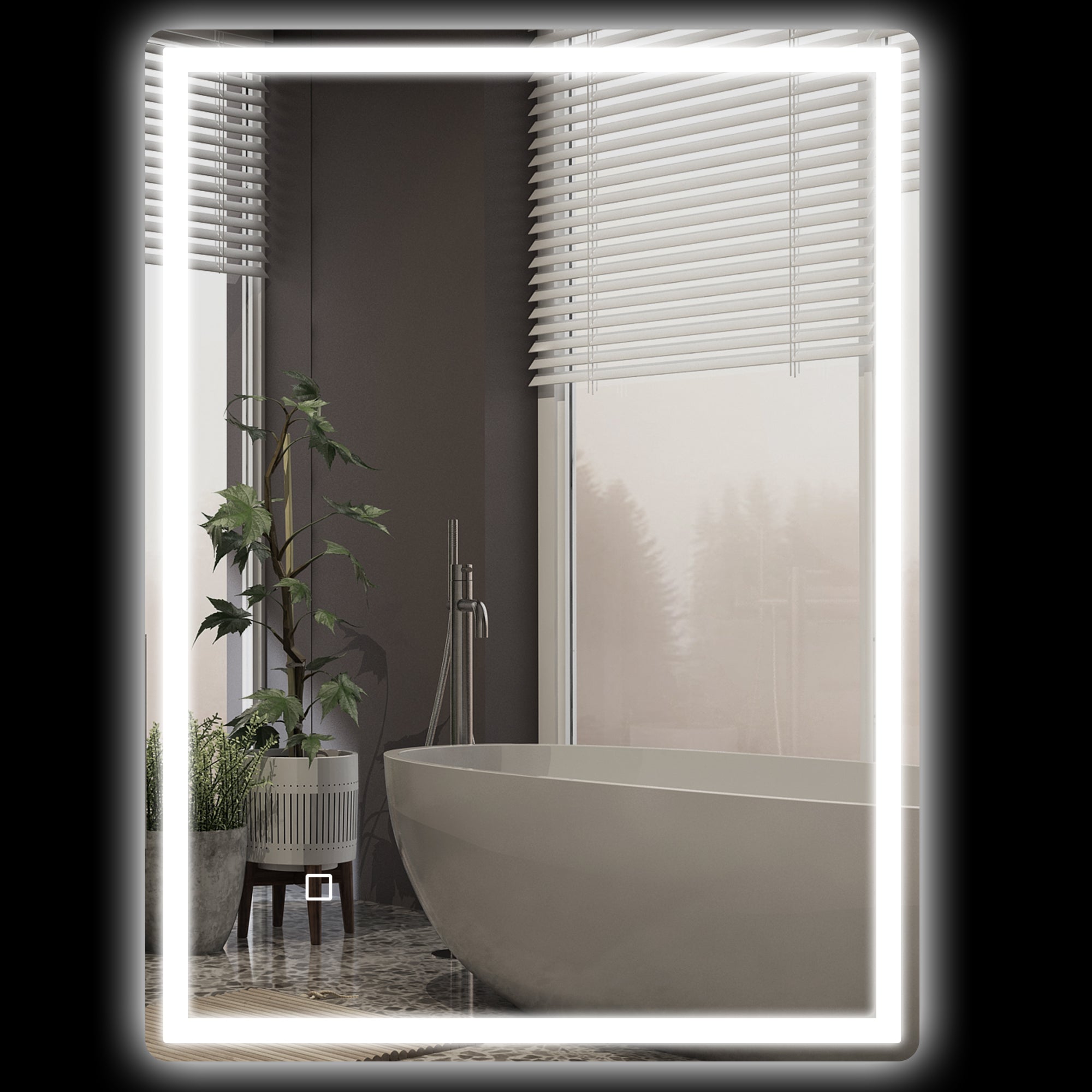 HOMCOM Badspiegel Badezimmerspiegel Wandspiegel LED´s. Ber, gsschalter, Antibeschlagfunktion, 60 x 80 x 4 cm, Weiß