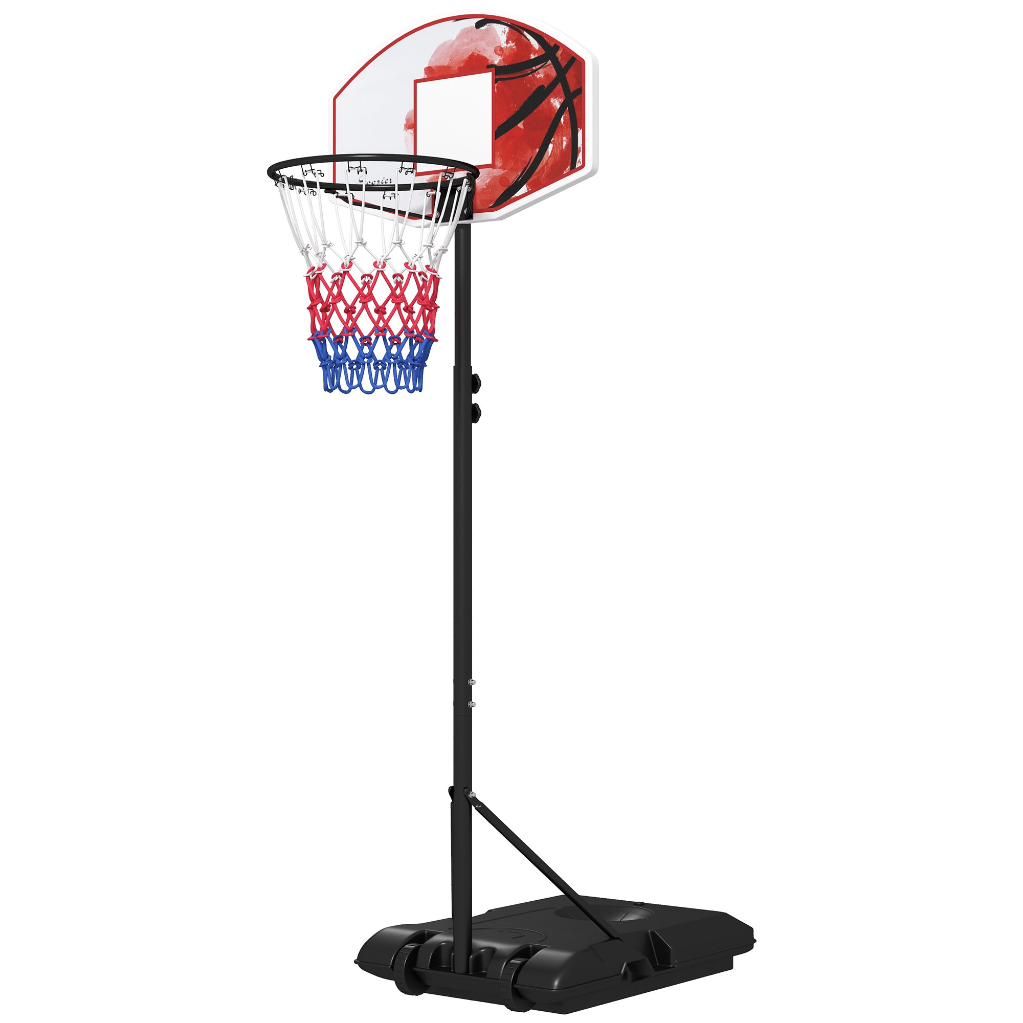 SPORTNOW Höhenverstellbarer Basketballkorb, freistehend, mit Netz und Rädern, große Basis, 179-209 cm, Kunststoff, Stahl