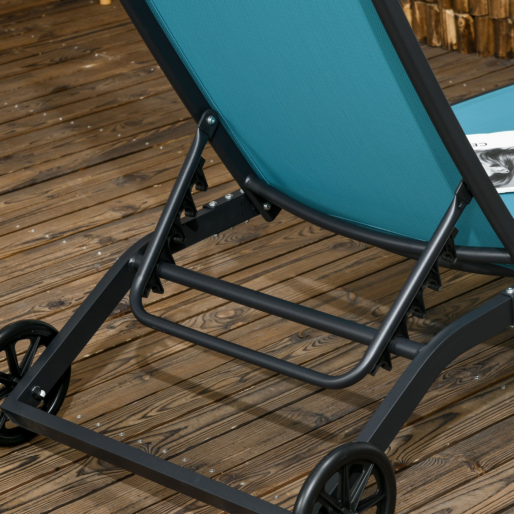 Outsunny Sonnenliege, 5-stufig verstellbare Rücklehne, atmungsaktiver Stoff, Aluminiumrahmen, blau, 195 x 66 x 34 cm