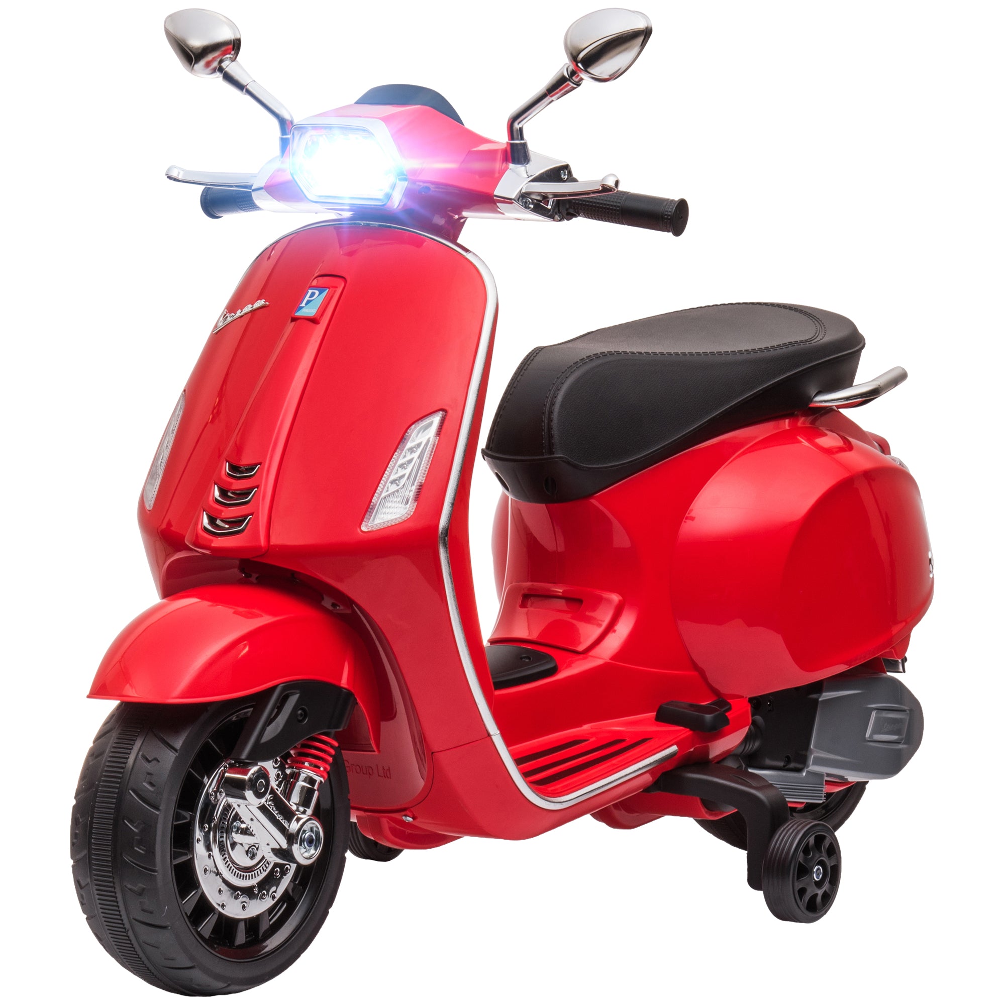 AIYAPLAY Elektro-Motorroller für Kinder, Vespa, Musik & Scheinwerfer, 107x47x73 cm, Rot