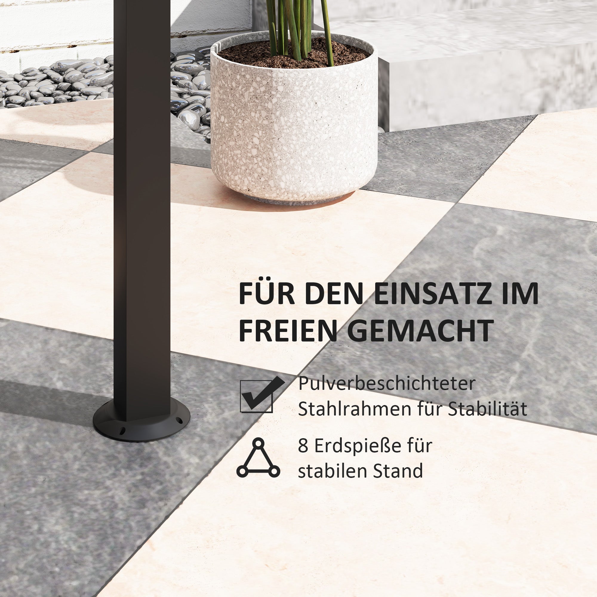 Outsunny Grillpavillon, 2 Seitenablagen, Haken, Stahlrahmen, 1,1 x 2,3m, Dunkelgrau