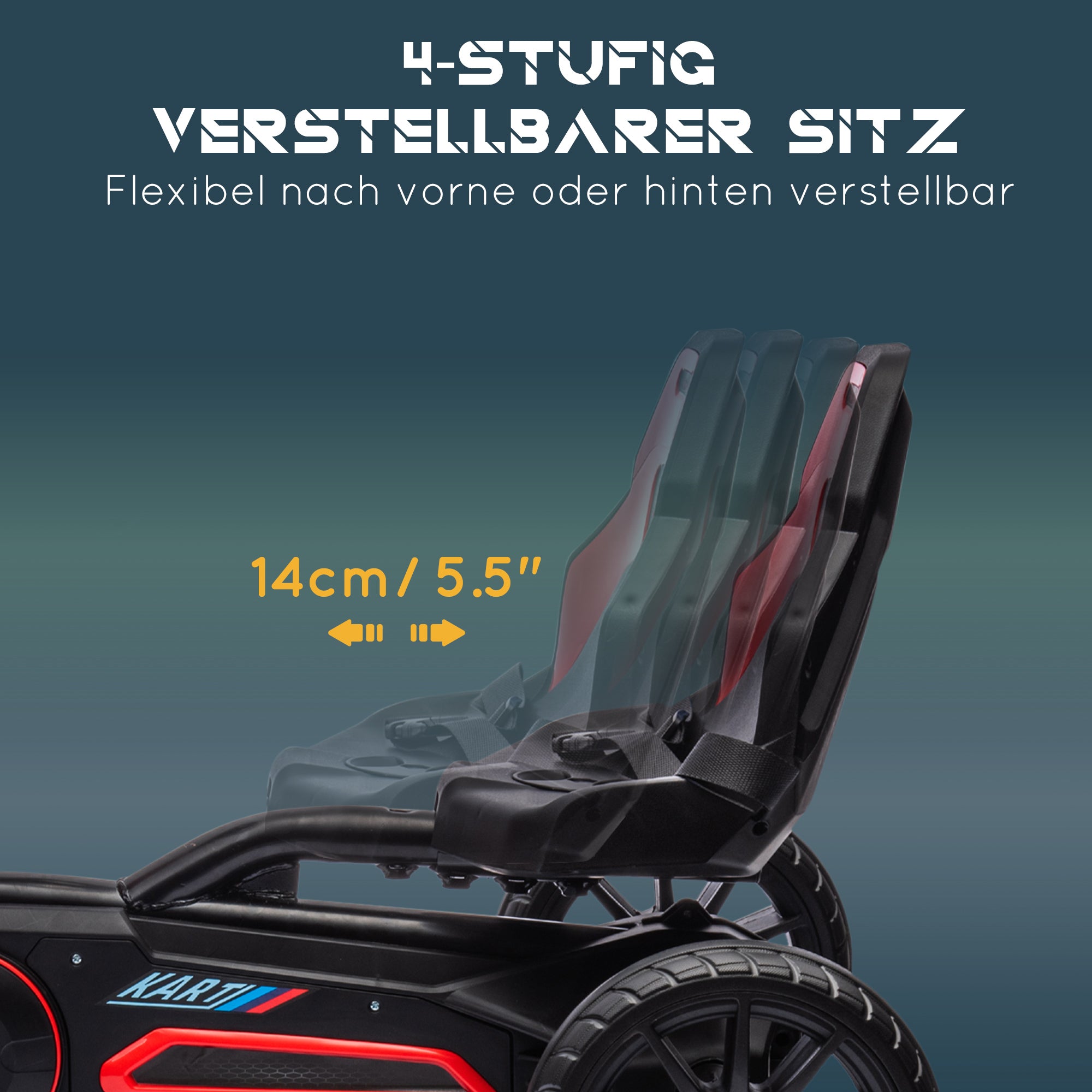 HOMCOM Go Kart Pedal Go Kart Rückwärts-uns Vorwärtsgang, für Kinder von 3 bis 8 Jahren, Rot