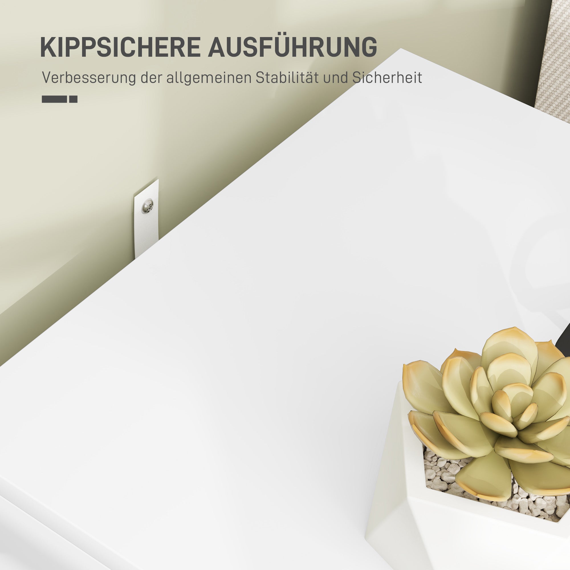 HOMCOM Nachttisch mit 2 Schubladen, elegante Metallgriffe in Gold, 40 x 40 x 50 cm, Weiß