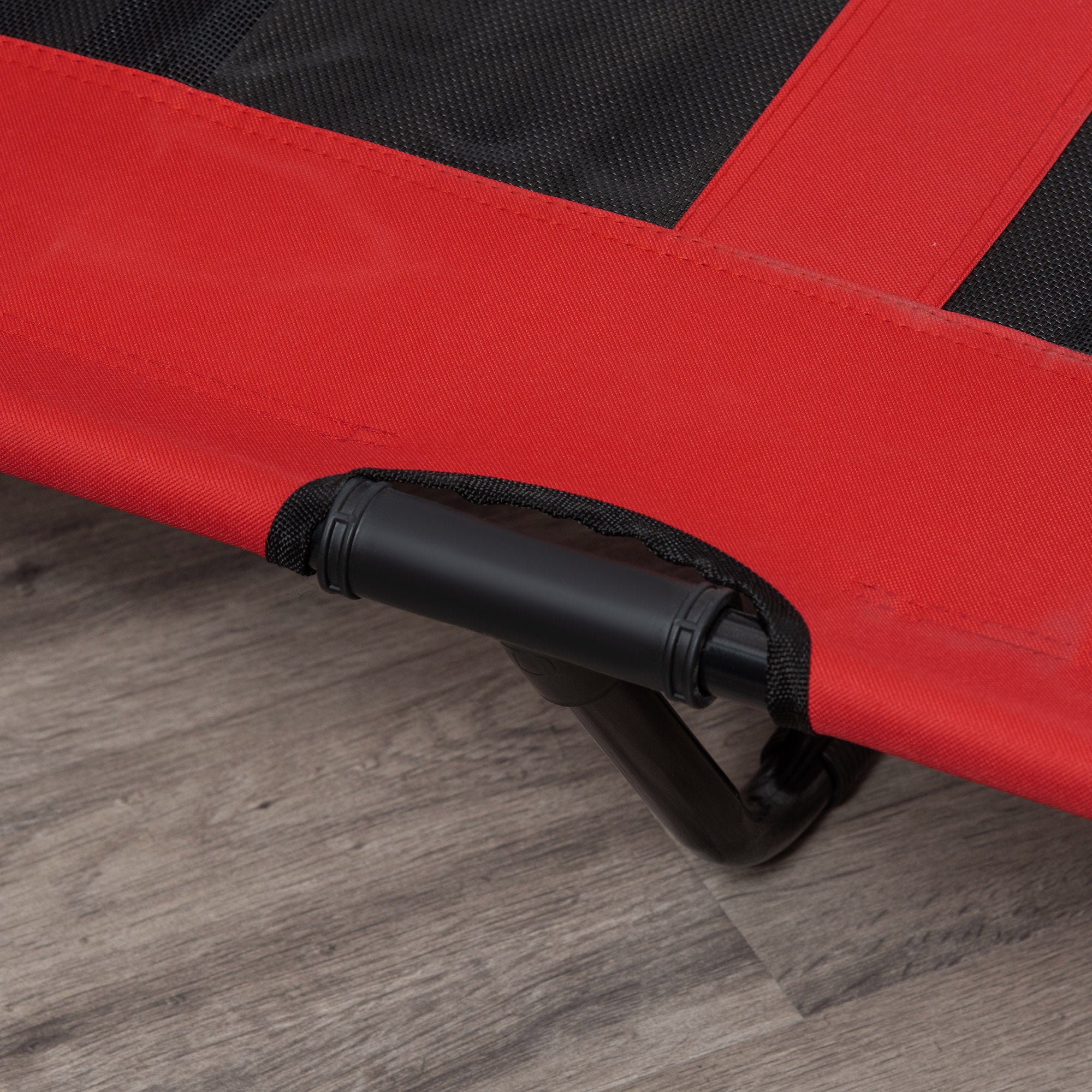 PawHut Hundebett, faltbar, Outdoor-Hundebett, erhöhter Stand, 122 cm x 92 cm x 23 cm, Rot + Schwarz