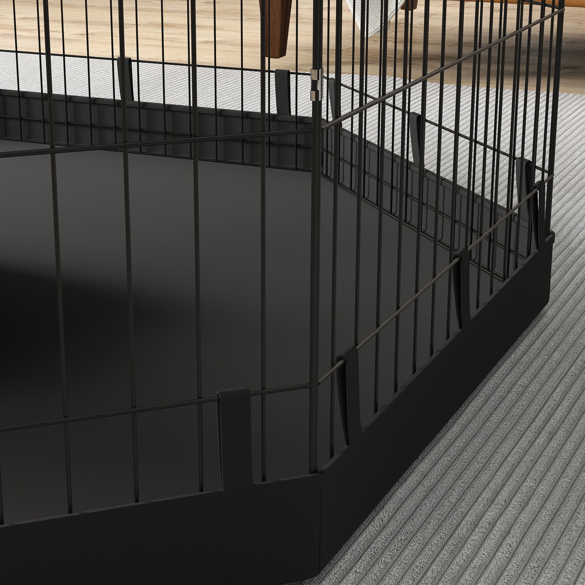 PawHut Welpenauslauf, 76 cm hoch/ca. 2,5 m², 8 Paneele, Bodenplane, Kombi-Dachplane