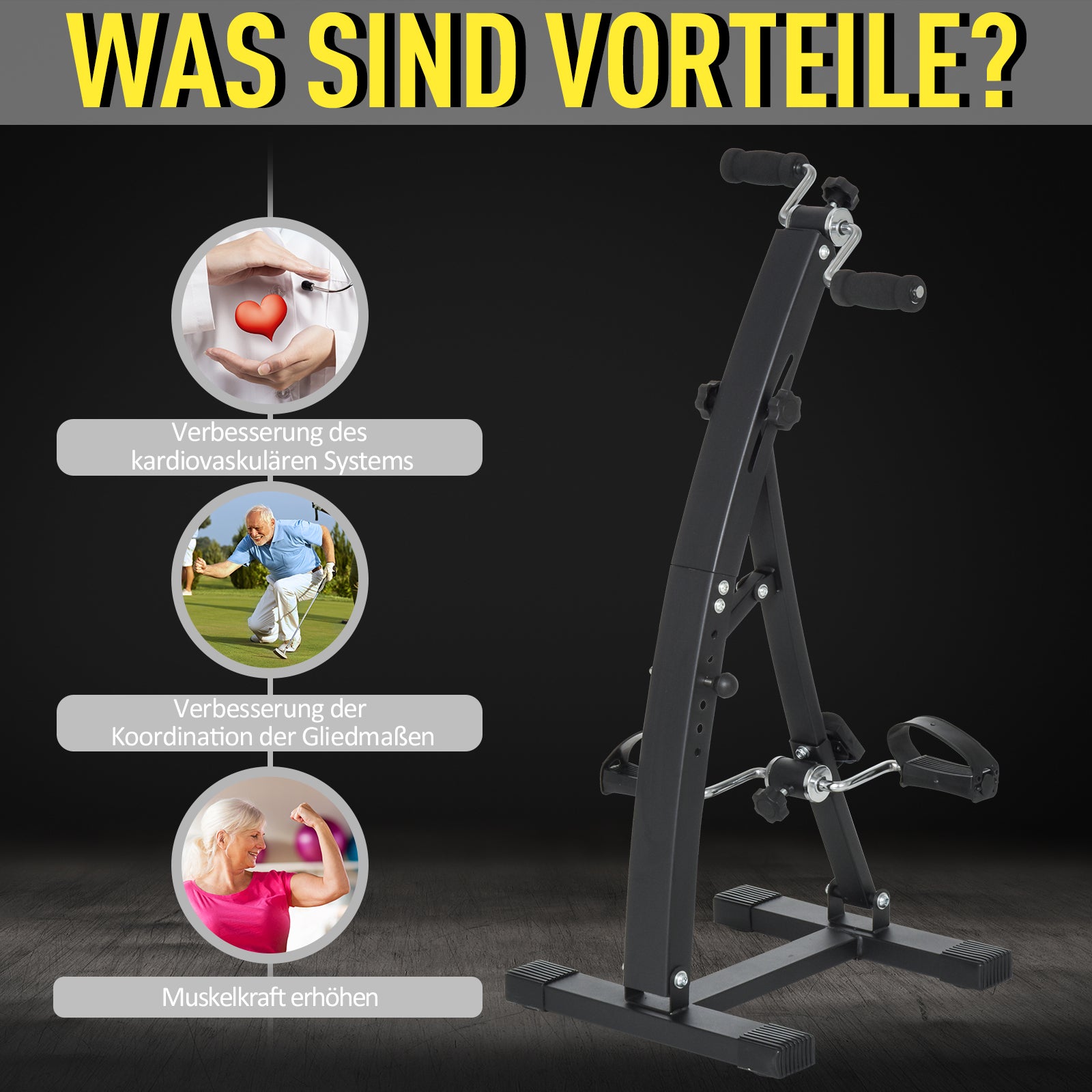 HOMCOM Pedaltrainer für Senioren extra Leise Mini Heimtrainer mit LCD Display Befestigungsband Arm- und Beintrainer Bewegungstrainer Tischfahrrad Mini Bike Fitnessgerät für Zuhause Büro