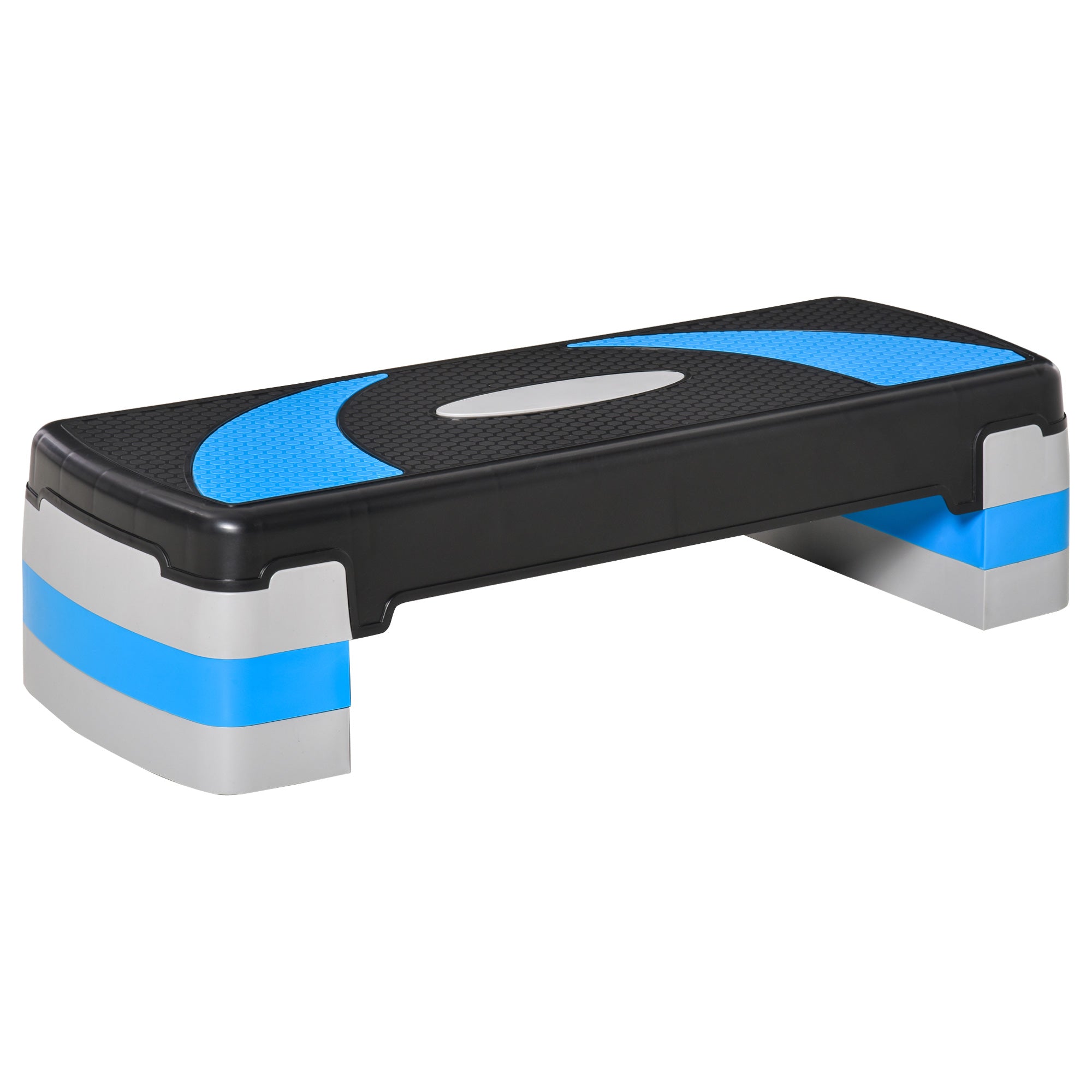 HOMCOM Aerobic-Stepper 3-stufig höhenverstellbar 80 x 31 x 20 cm Schwarz+Hellblau+Grau