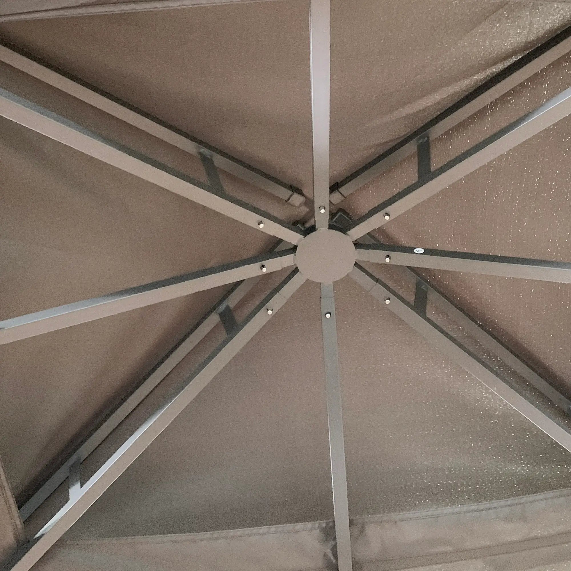 Outsunny Gartenpavillon 3,65?×?3?m mit Doppeldach & Moskitonetz – Braun/Beige