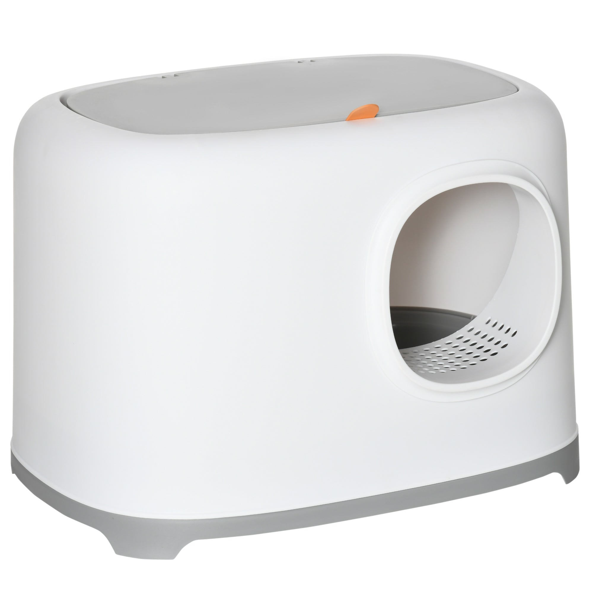 PawHut Katzenklo mit Deckel Katzentoilette mit Haube Schaufel Gitterboden XXL Katzentoilette für Katzen bis 5 kg 55 x 40 x 39 cm Weiß