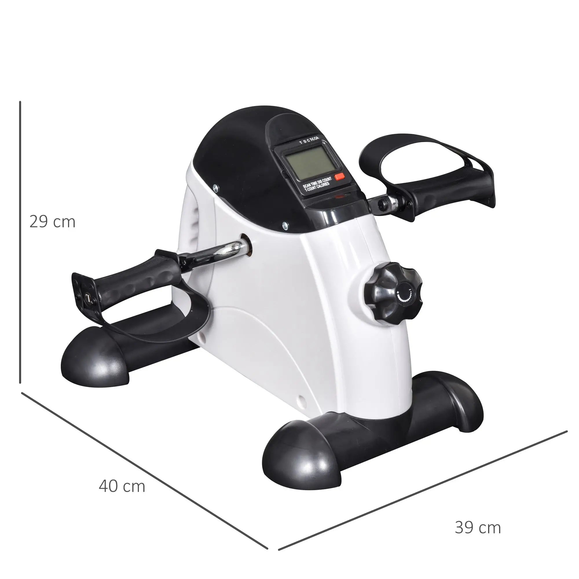 HOMCOM Mini Heimtrainer Fitnessbike Pedaltrainer mit LED Display 5 Modelle Arm und Beintrainer Fitnessgerät Hometrainer für Senioren Zuhause Heim Büro 40 x 39 x 29 cm Weiß