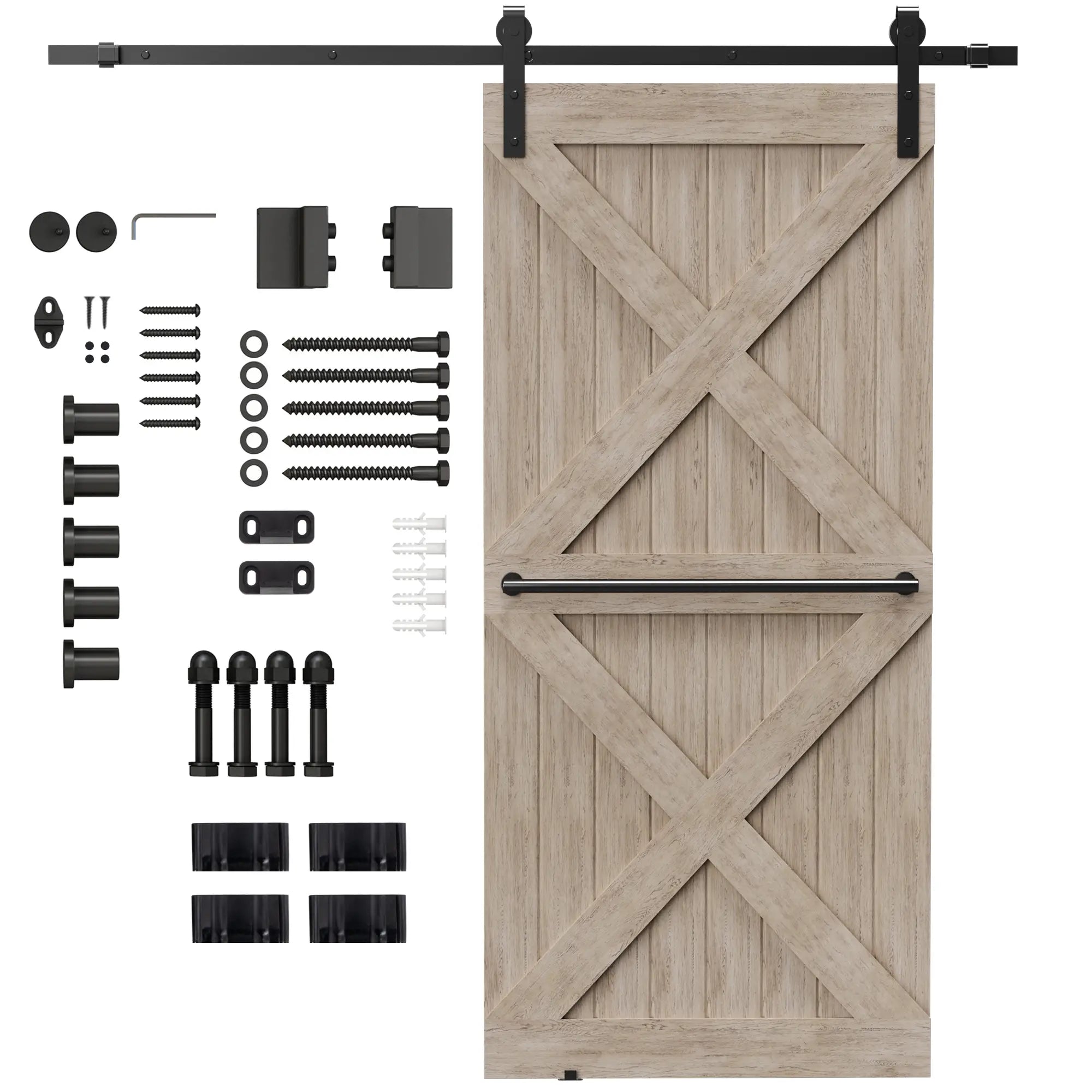 HOMCOM Schiebetüren-Beschlagsatz, paltzsparend, leise, universell einsetzbar, 200 cm x 40 cm x 0,6 cm, Schwarz