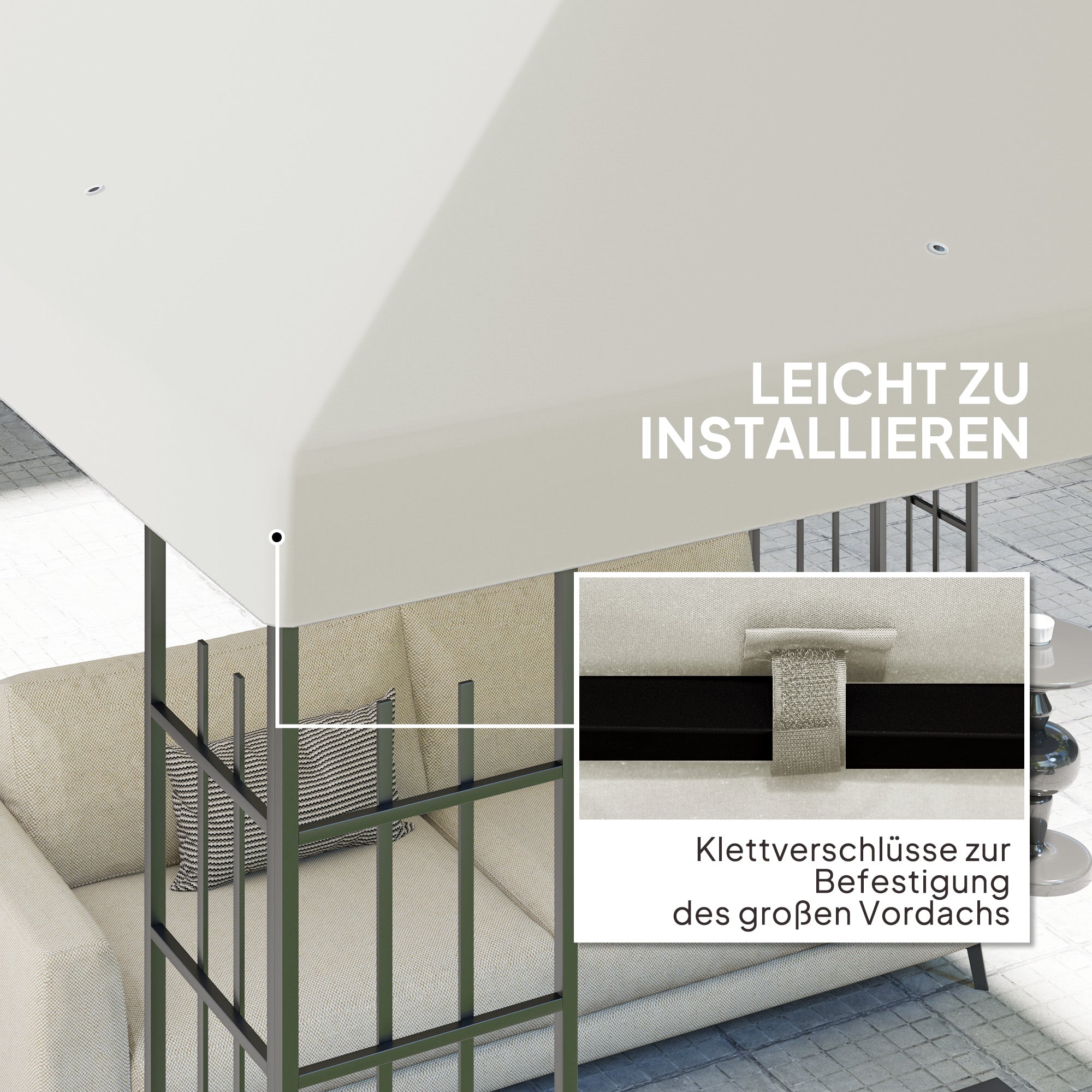 Outsunny 3 x 3 m Ersatzplane für Pavillon, Plane für Garten-Pavillon, mit Wasserablauföffnungen, UPF30+, Hellgrau