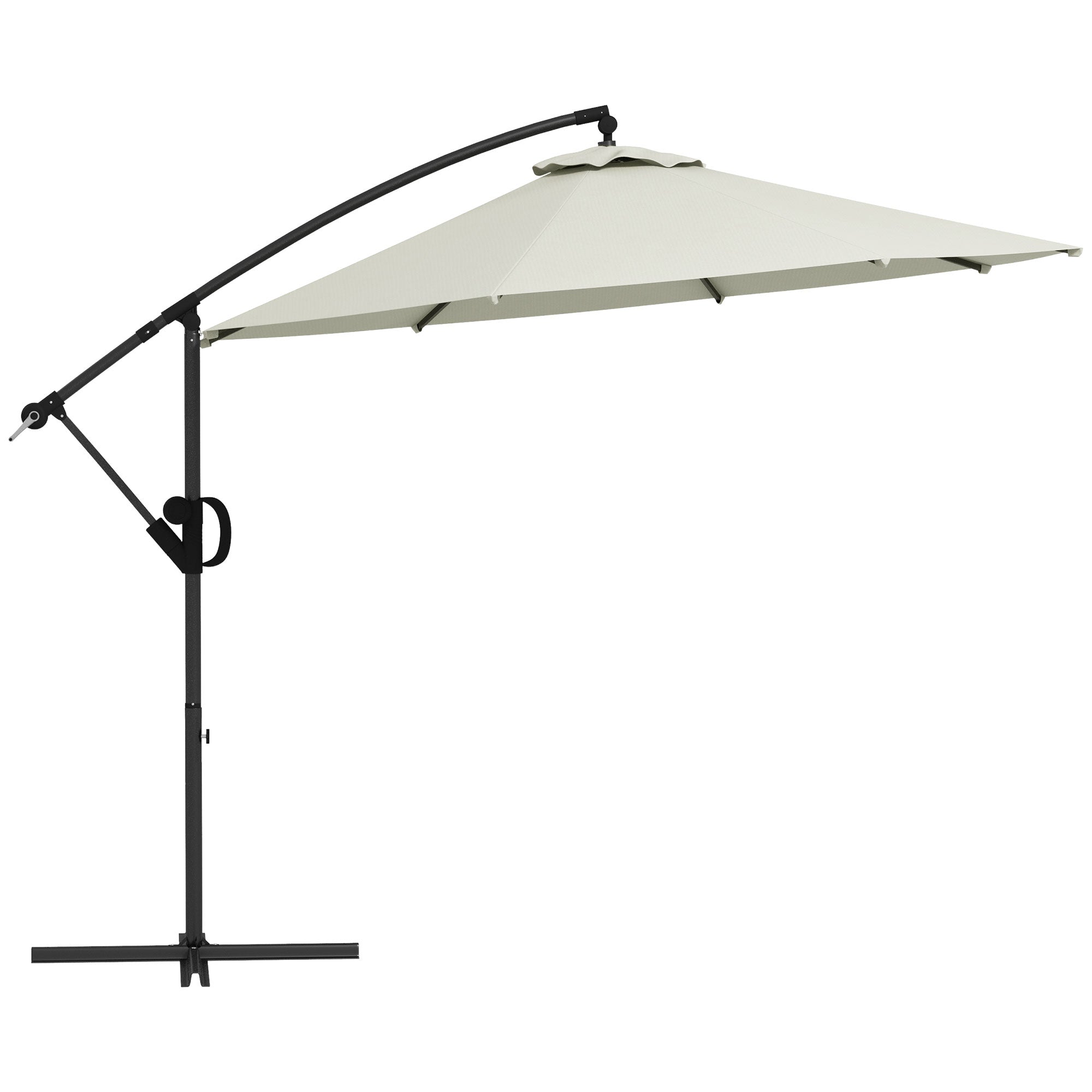 Freitragender Terrassenschirm Ø293 cm mit Kurbel, Creme