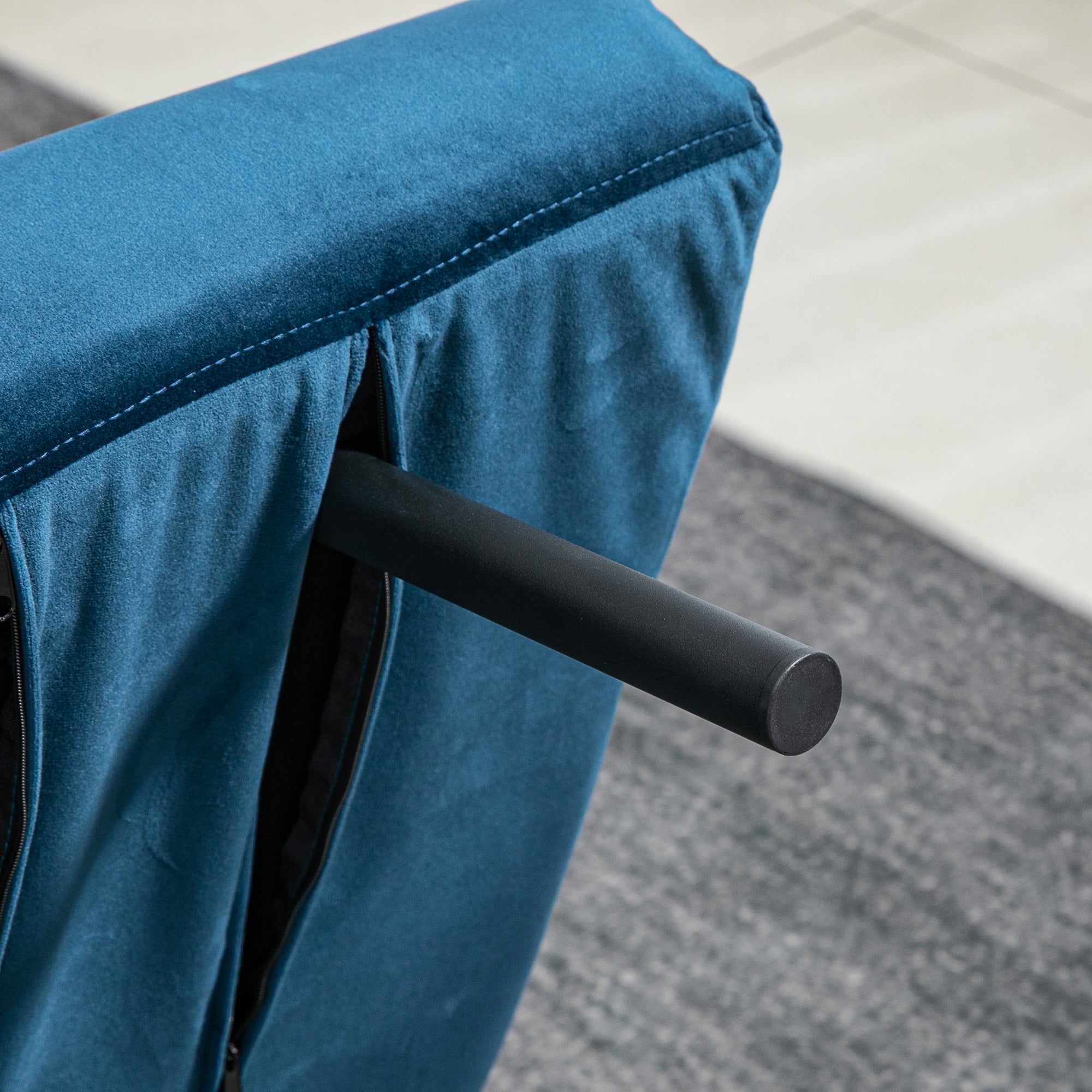 HOMCOM Schlafsofa 2er-Sofa Samtsofa, Schlaffunktion, inkl. 2 Kissen, Samtoptik, Natur + Blau