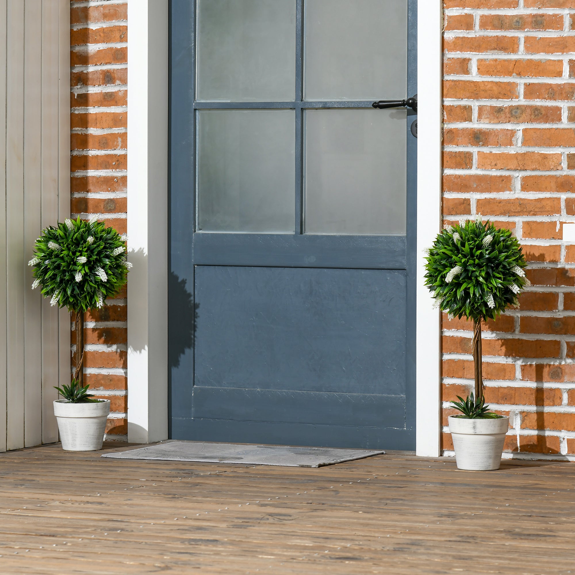 HOMCOM 2er-Set Lavendel Kunstbaum, 60 cm hoch, inkl. Topf und Kunstmoos, Weiß