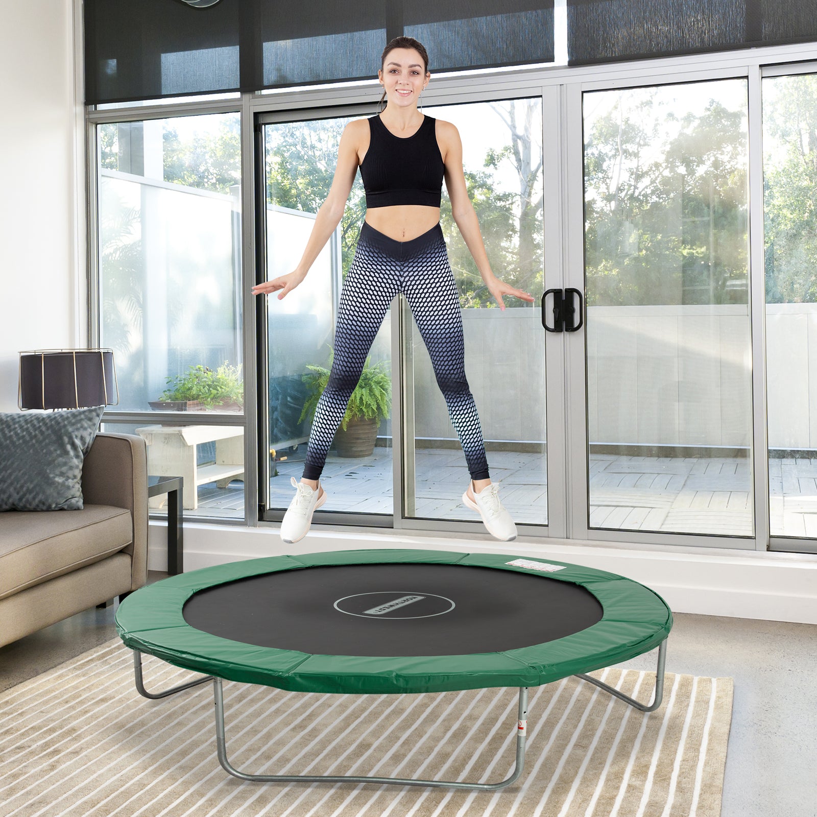 HOMCOM Trampolin Randabdeckung Ø305 cm breit, Reißfest UV-resistent Federabdeckung, Wasserabweisend, Trampolinzubehör Randschutz Sicherheitsnetz Ersatzteile für Gartentrampoline, Grün