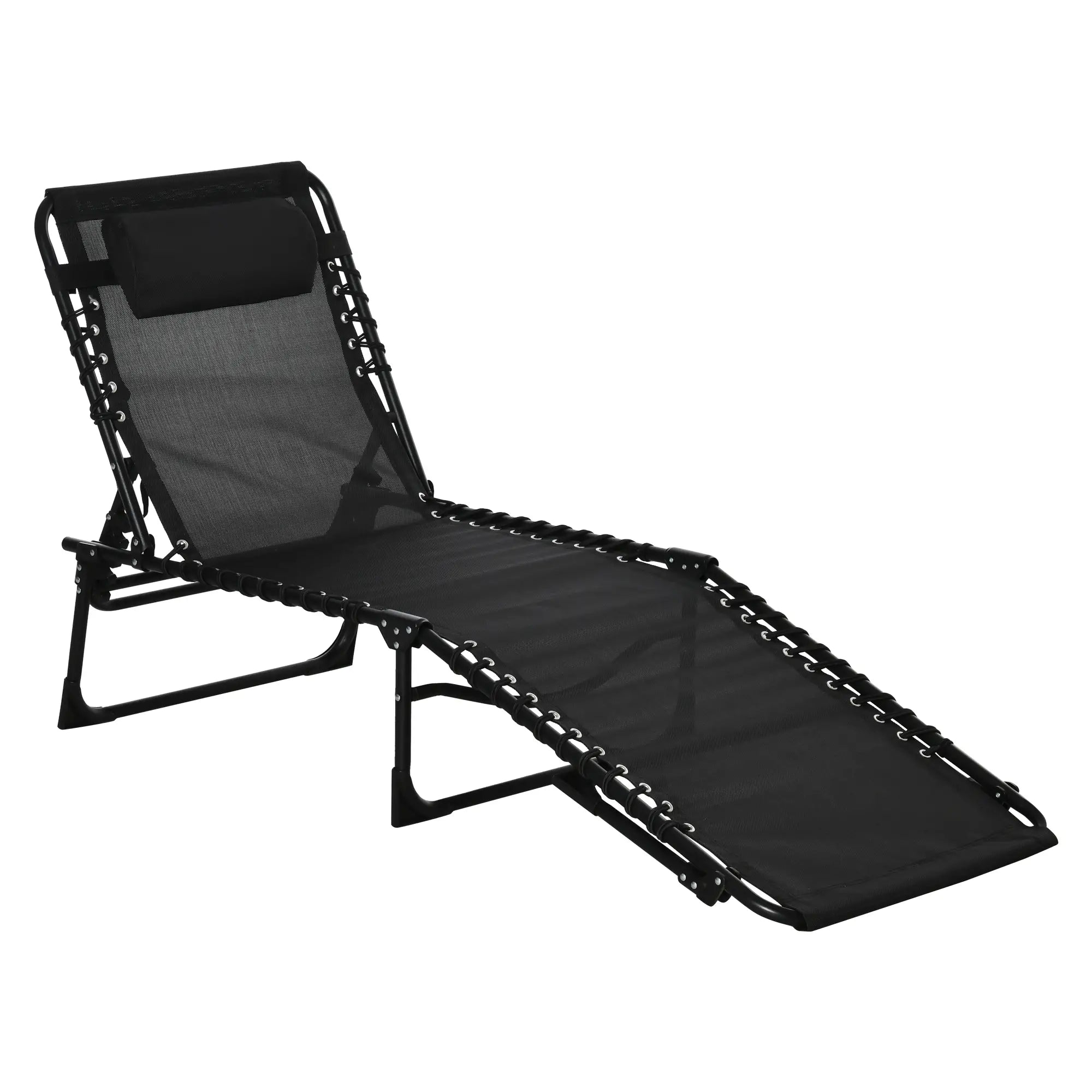 Outsunny Sonnenliege klappbar mit 4-fach verstellbarer Rückenlehne, Schwarz