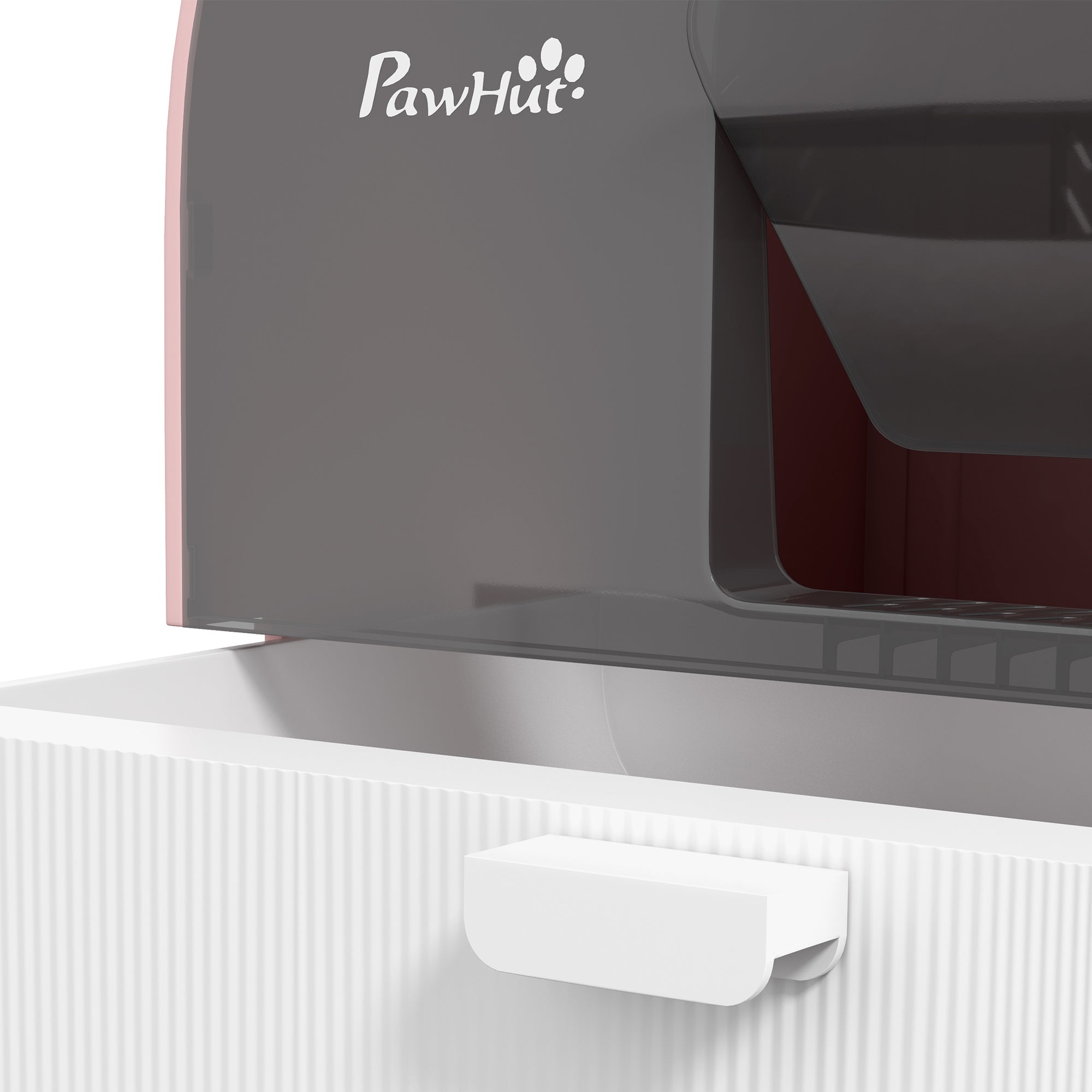 PawHut Katzentoilette mit Deckel, Streuschaufel, Schmutzfangmatte, Kunststoff, Rosa/Schwarz