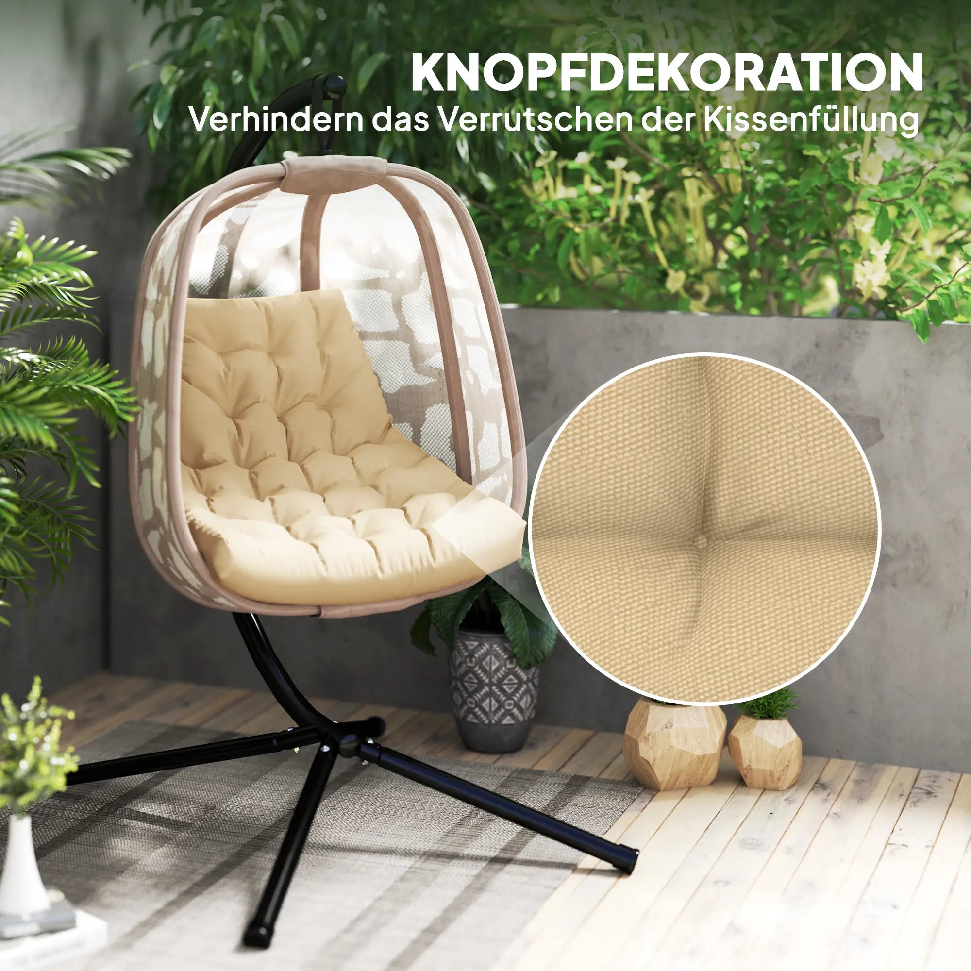 Outsunny Sitzkissen, Außensitzkissen für Hängekorb und Schaukelstühle, Outdoor-Polsterkissen, Beige