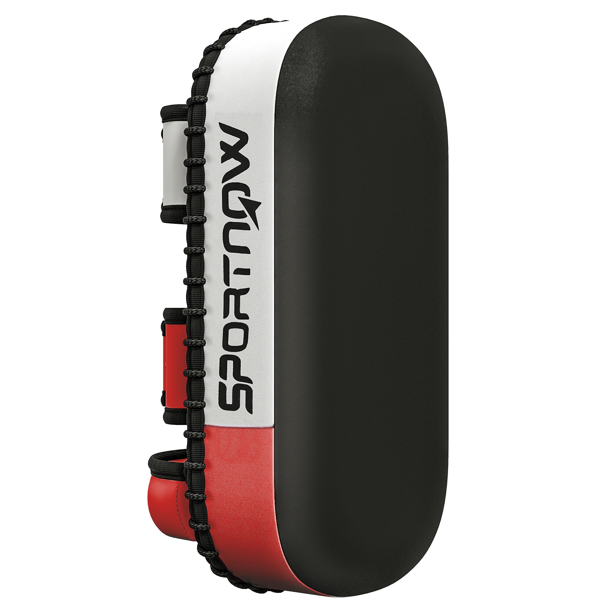 SPORTNOW Kickpolster fürMuay Thai, Kickboxen, Kunstlederbezug, 0,4 kg, 38x20x18 cm, Schwarz/Rot/Weiß