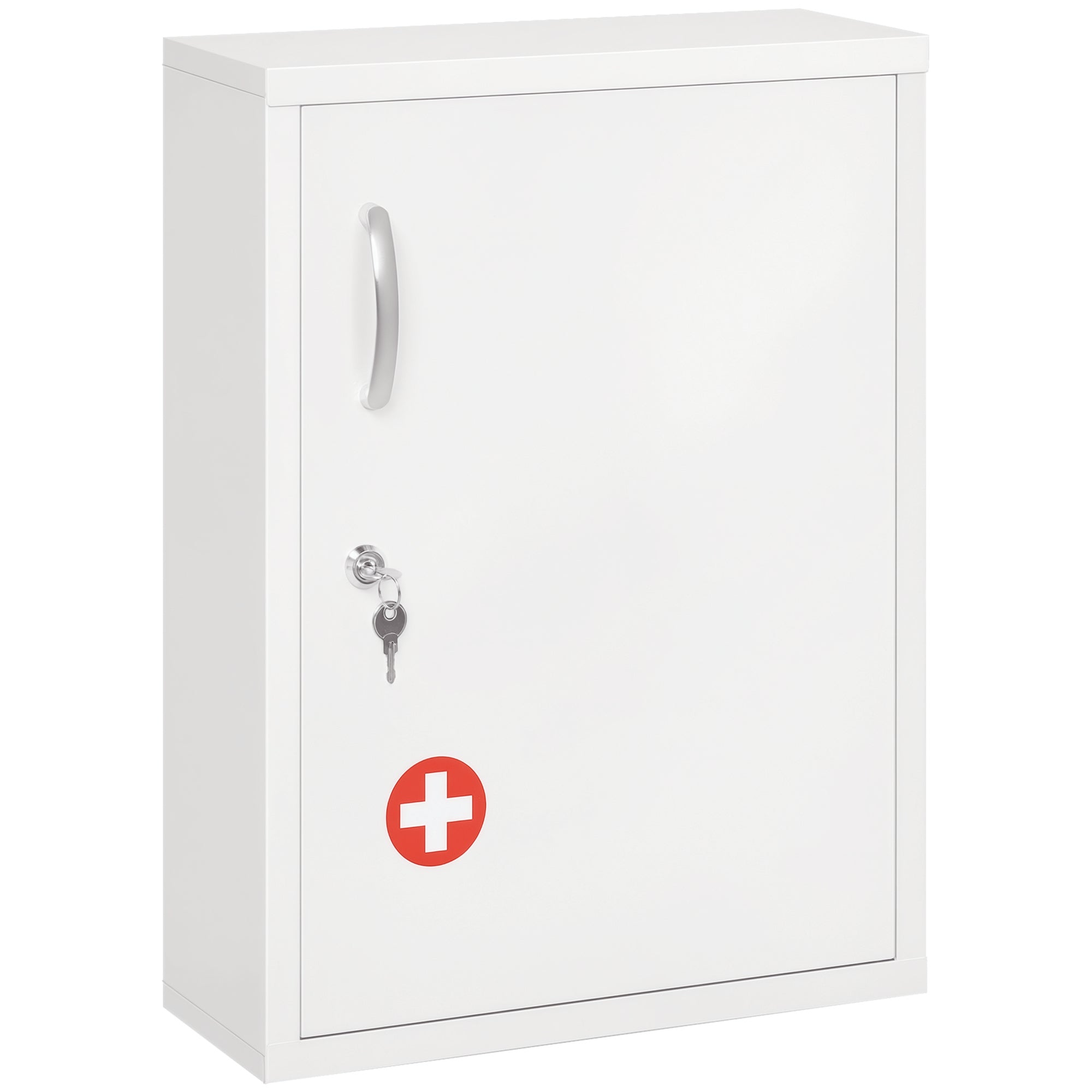 kleankin Medizinschrank, 3 Fächer, abschließbar, mit Rezeptfach, stabiles Stahlgehäuse, weiß, 40 x 15 x 53,5 cm