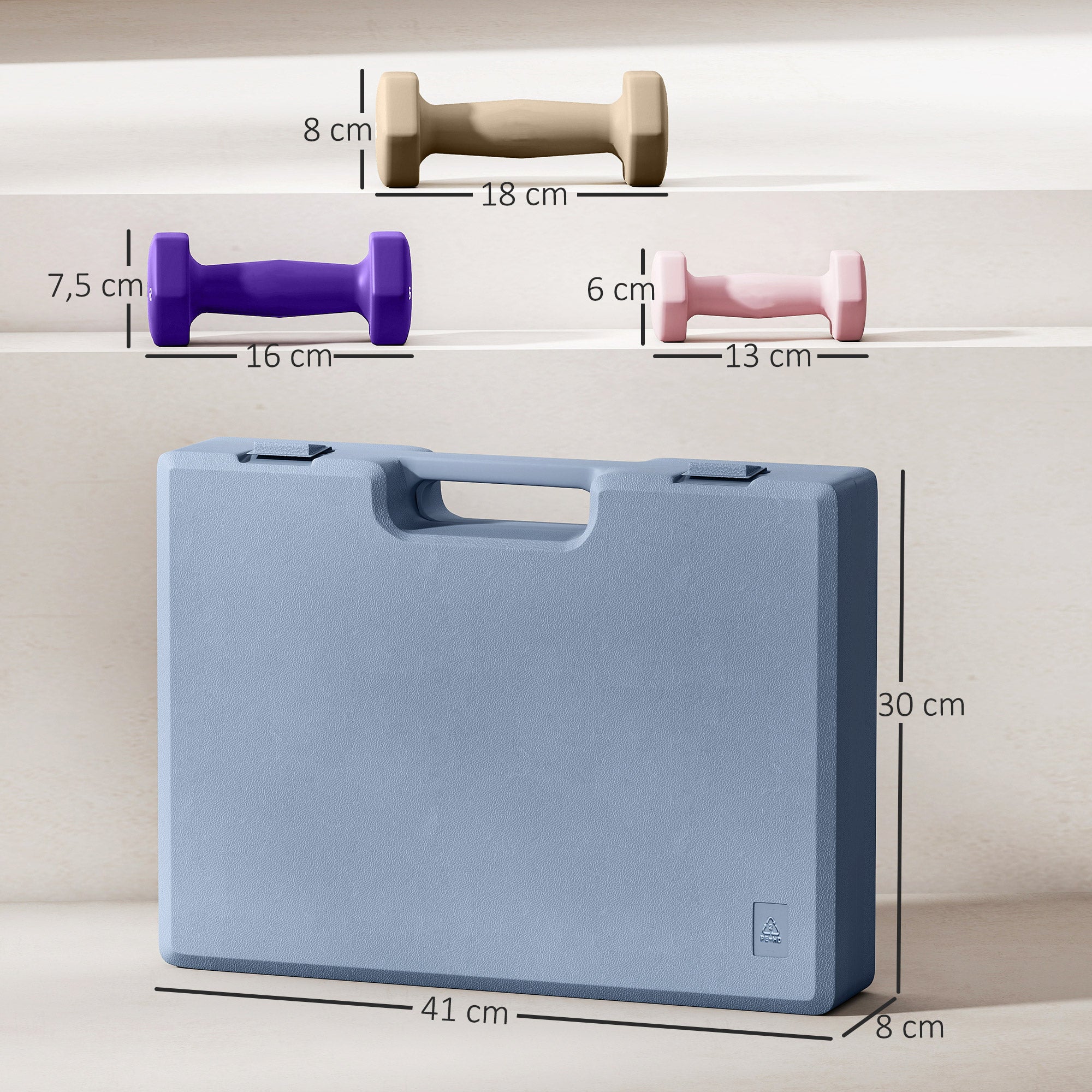 SPORTNOW Hantelset, 6er Set Hanteln mit Gewichten, Kurzhantelset aus Stahl, 1kg, 2kg, 3kg