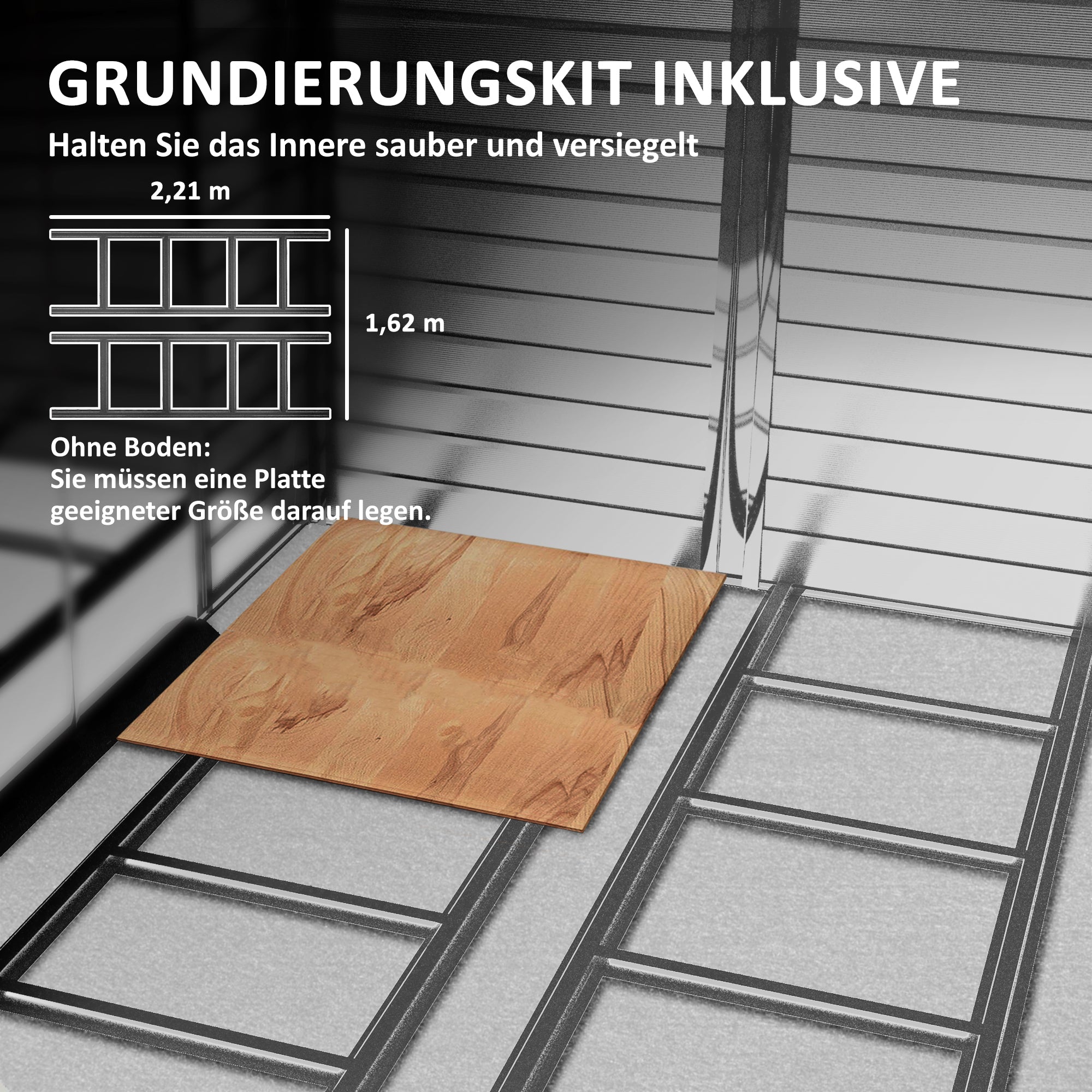 Outsunny Geräteschuppen aus Metall, wetterfest & rostfrei, abschließbar, 2,40 x 2,06 x 1,98 m, Teak