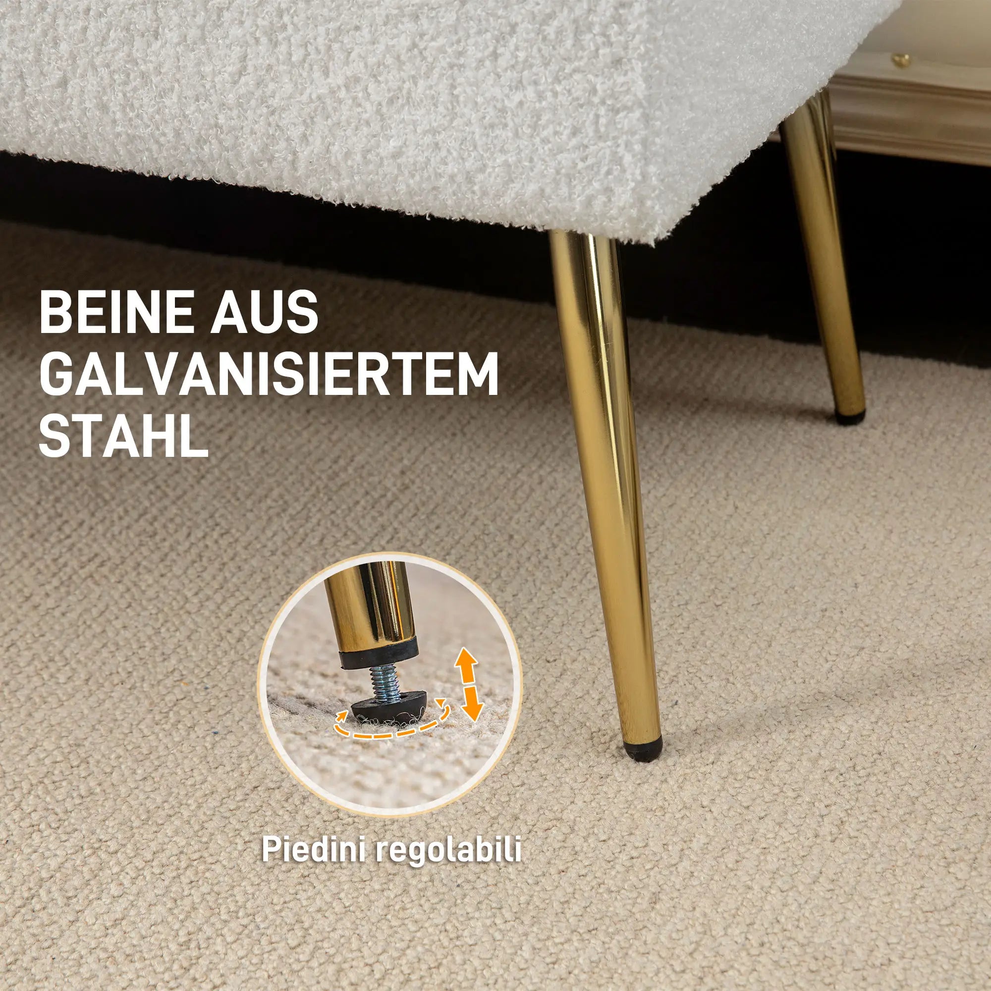 HOMCOM Polsterbank Sitzbank Lammwoll-Optik Knopfheftung Cremeweiß