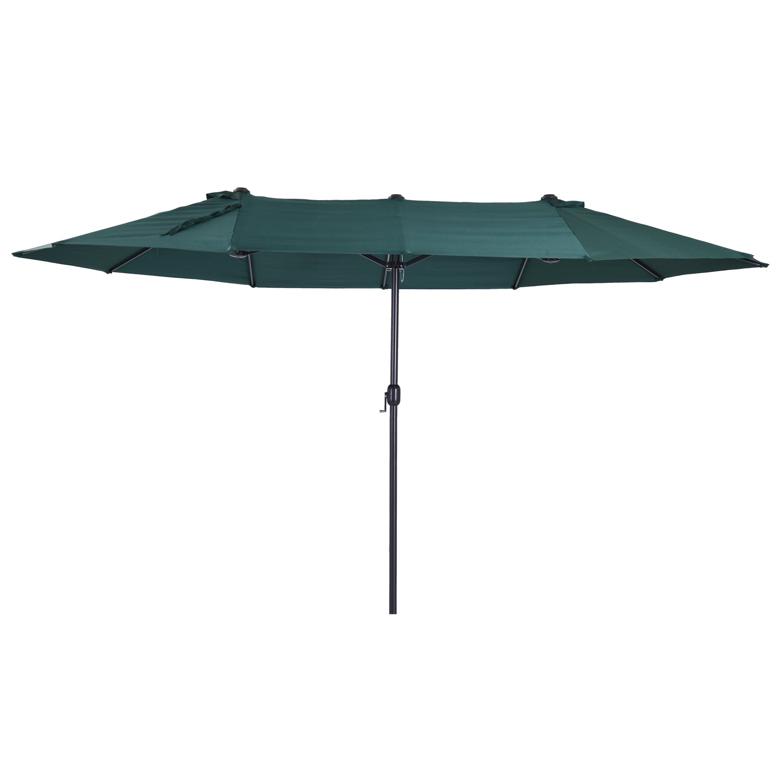 Outsunny Sonnenschirm Gartenschirm Marktschirm Doppelsonnenschirm Terrassenschirm mit Handkurbel Dunkelgrün Oval 460 x 270 x 240 cm