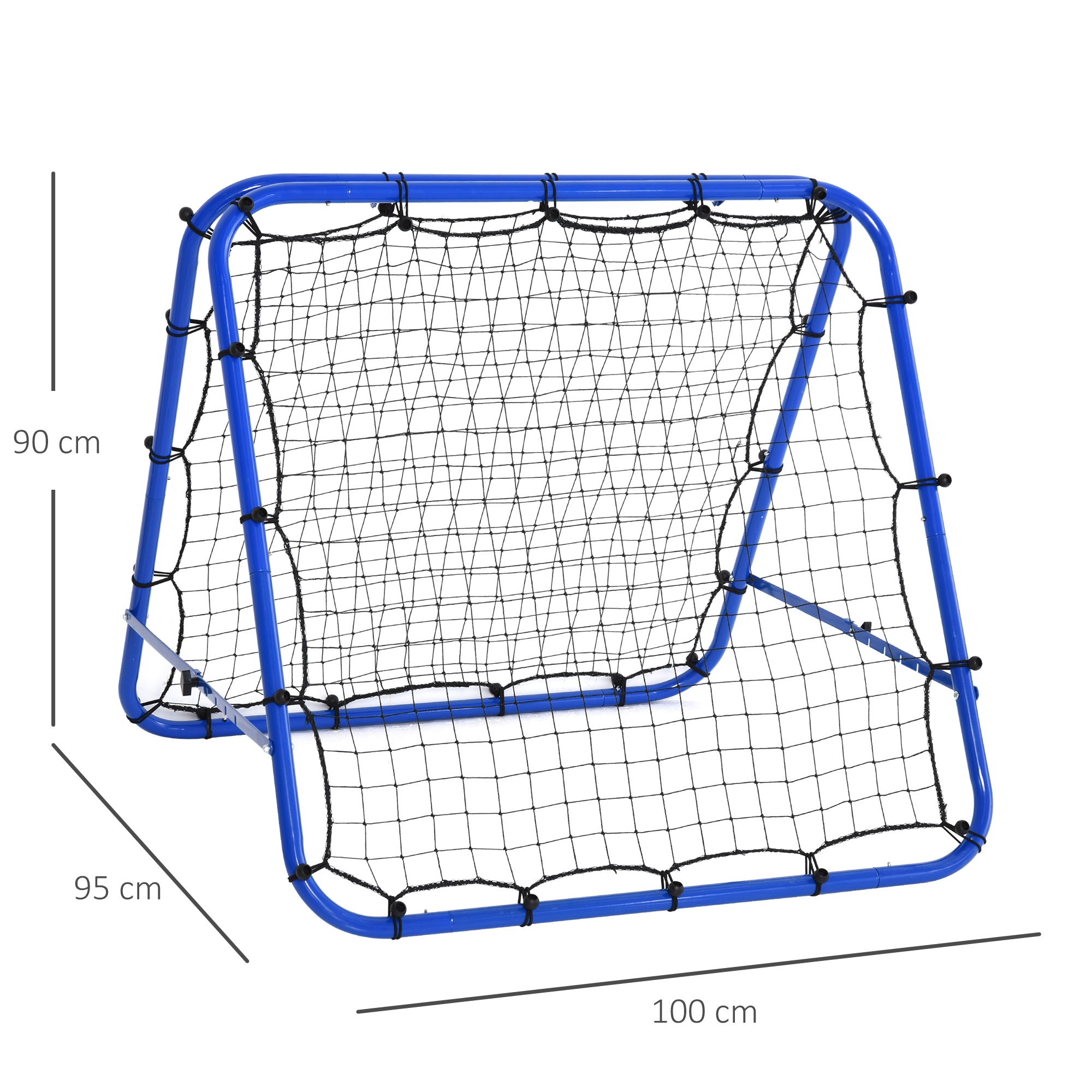 HOMCOM Rebounder für Fußball, verstellbar Prellwand mit 5 Winkelpositionen und Rückprallwand Netz, 100 x 95cm Kickback Tor Fußballtor für Jugendliche, Rückprallwand für Handball Training, Blau