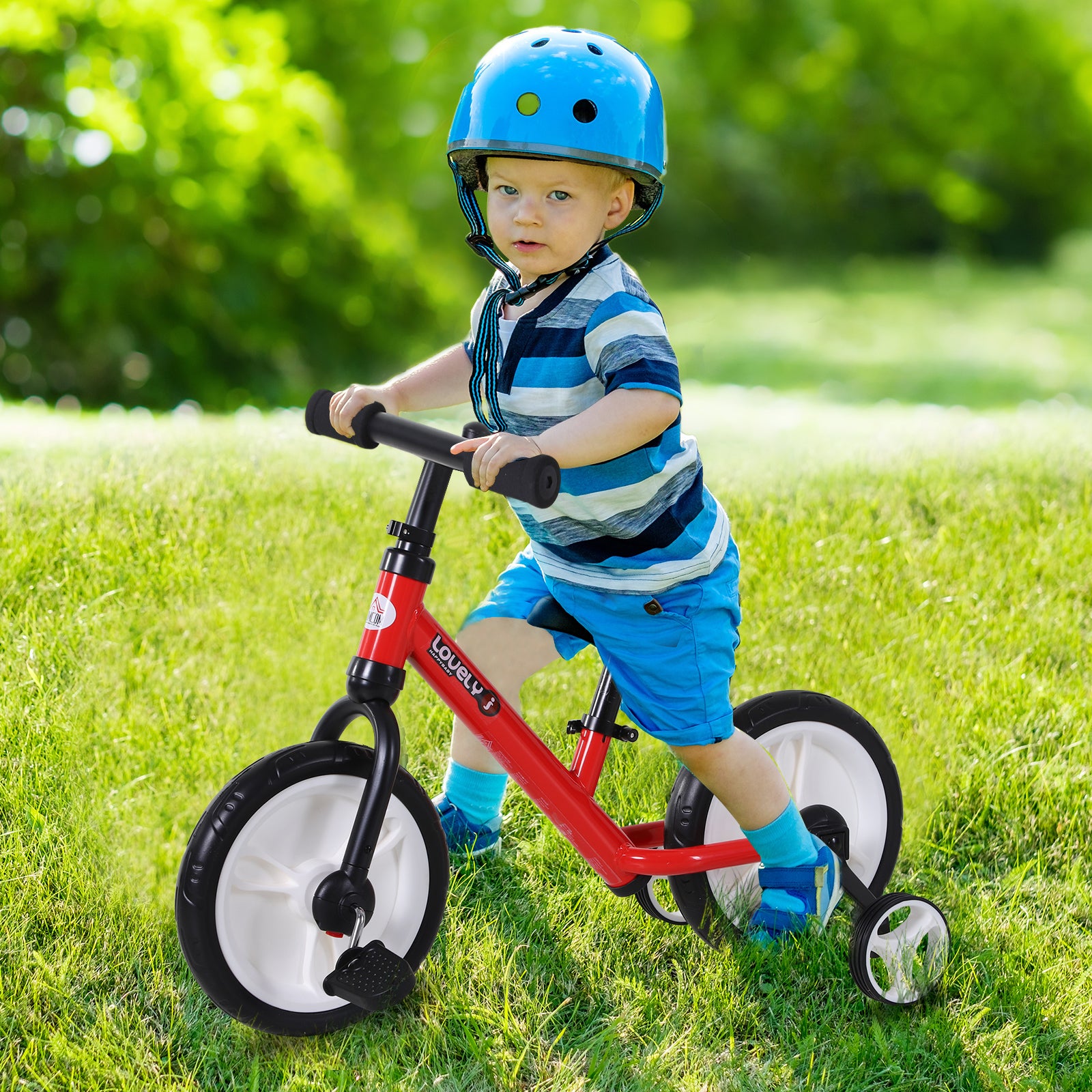 HOMCOM Kinder Laufrad, Lauflernrad, Kinderfahrrad, 2-in-1, Kinderrad mit Stützrädern und Pedalen, 2-5 Jahre, Sitzhöhenverstellbar, PP, Rot, 85 x B36 x H54 cm