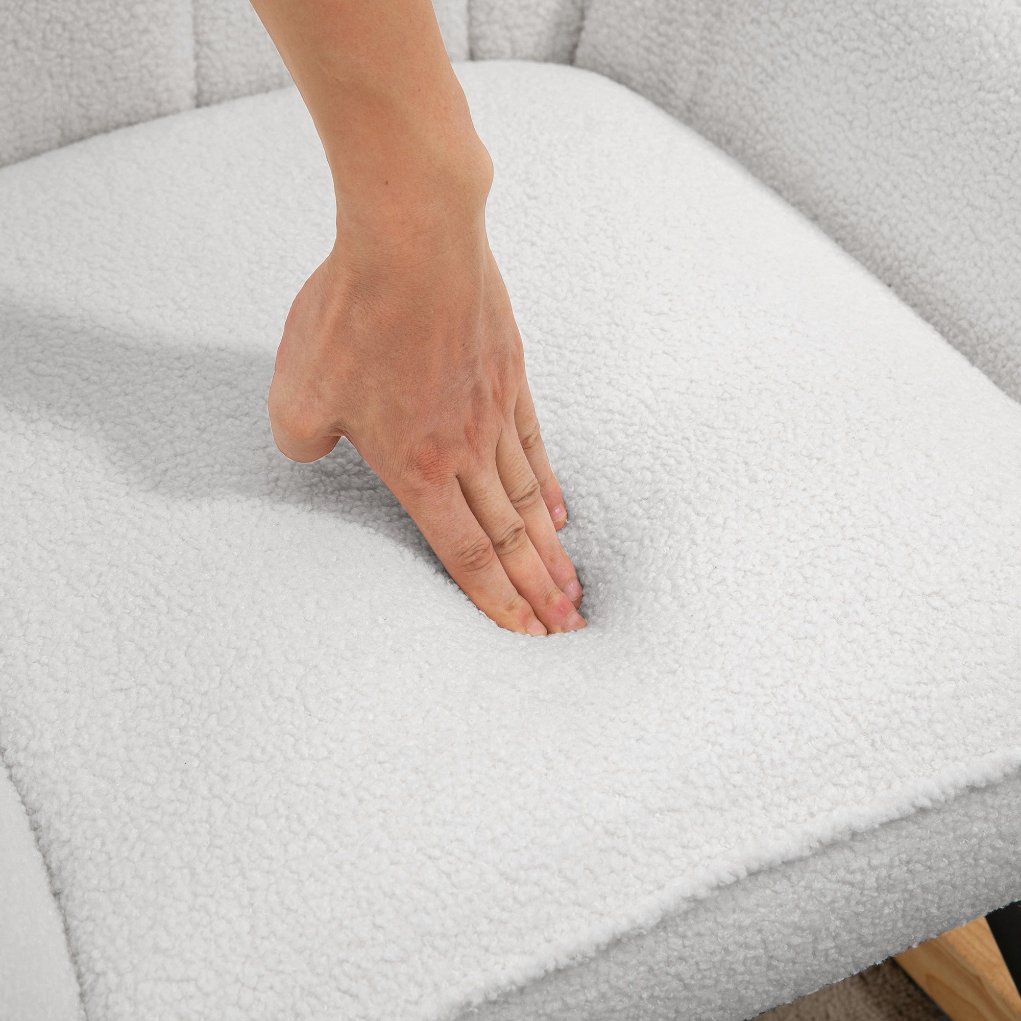 HOMCOM Schaukelstuhl Modern-Design Schaukelstuhl, Sherpa-Fleece, Steppung, 63 cm x 95cm x 97 cm Natur+ Grau