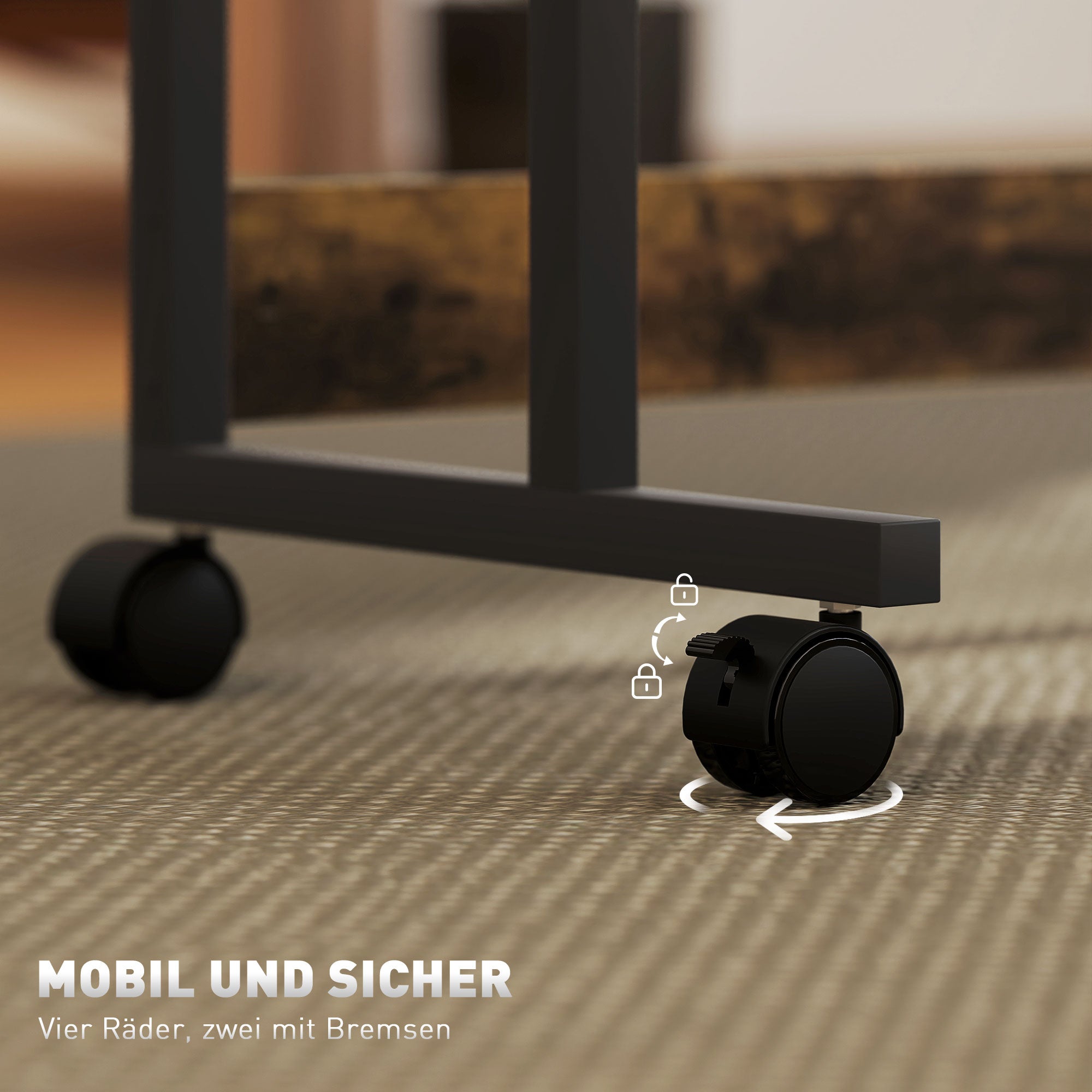 HOMCOM Höhenverstellbares Stehpult mit neigbarer Tischplatte, Rädern, Aufbewahrungsregal, zum Schreiben, Lesen, Zeichnen, Braun