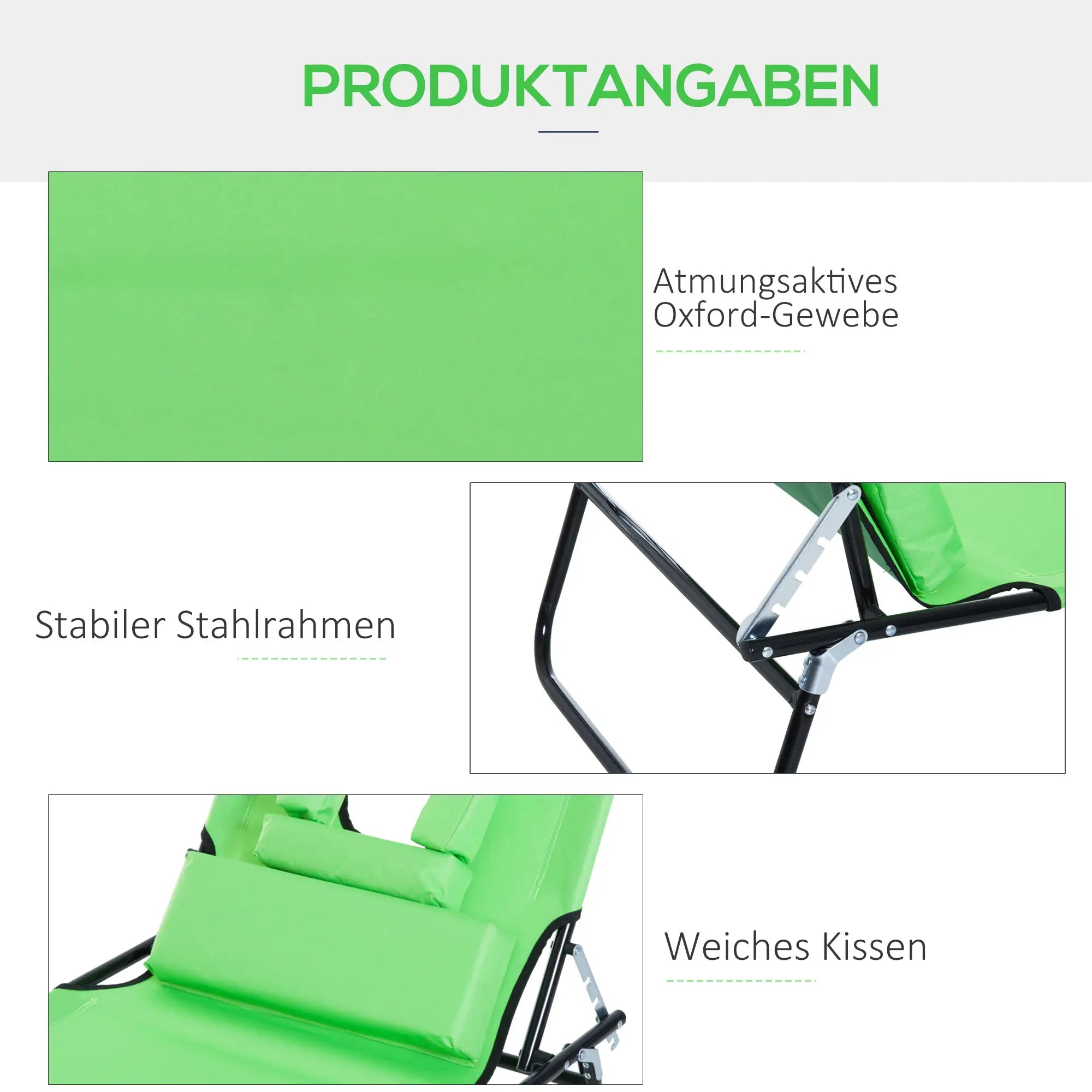 Outsunny Sonnenliege klappbar mit Lesefenster Grün