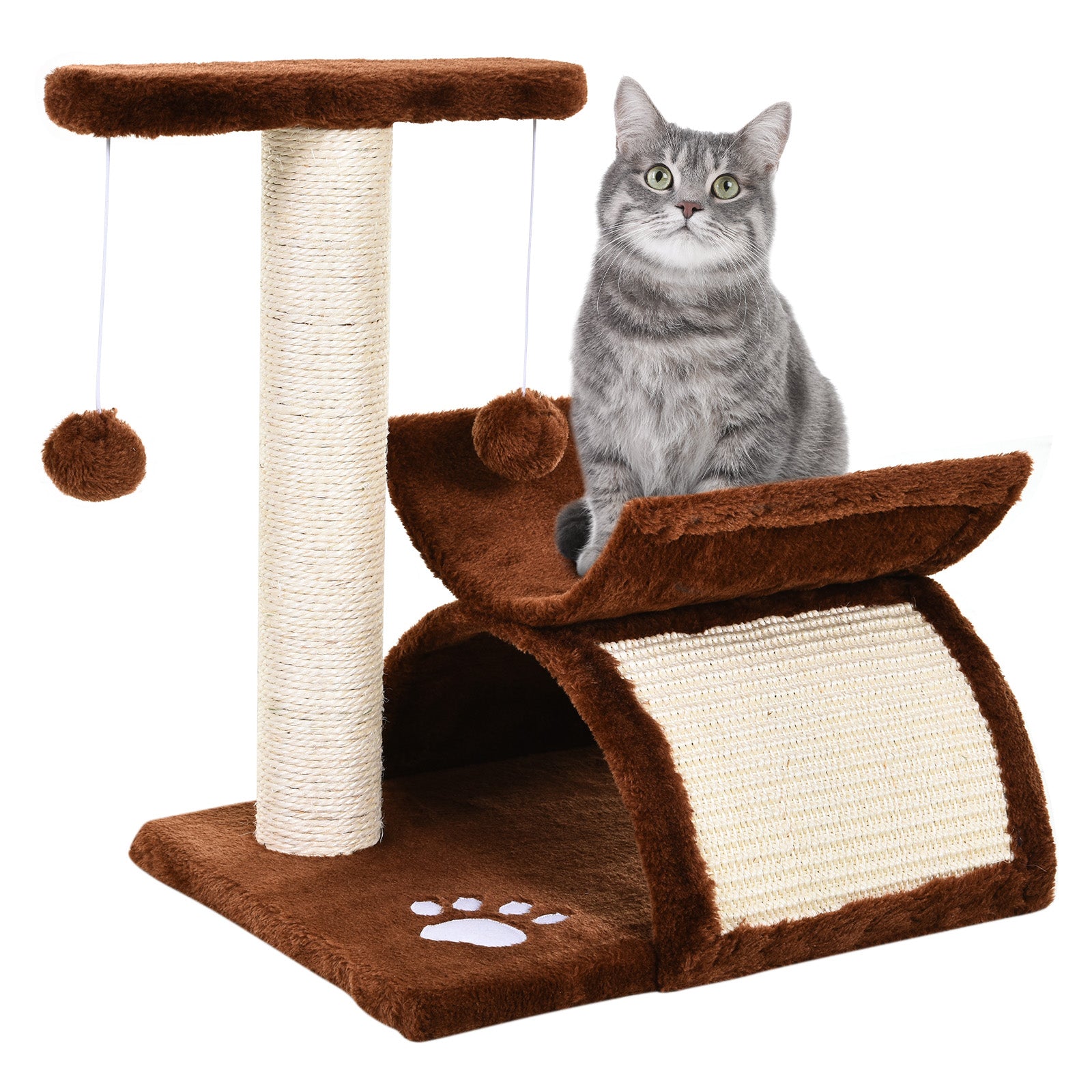 Arbre à chat PawHut avec tunnel, aire de repos et de jeu pour chats