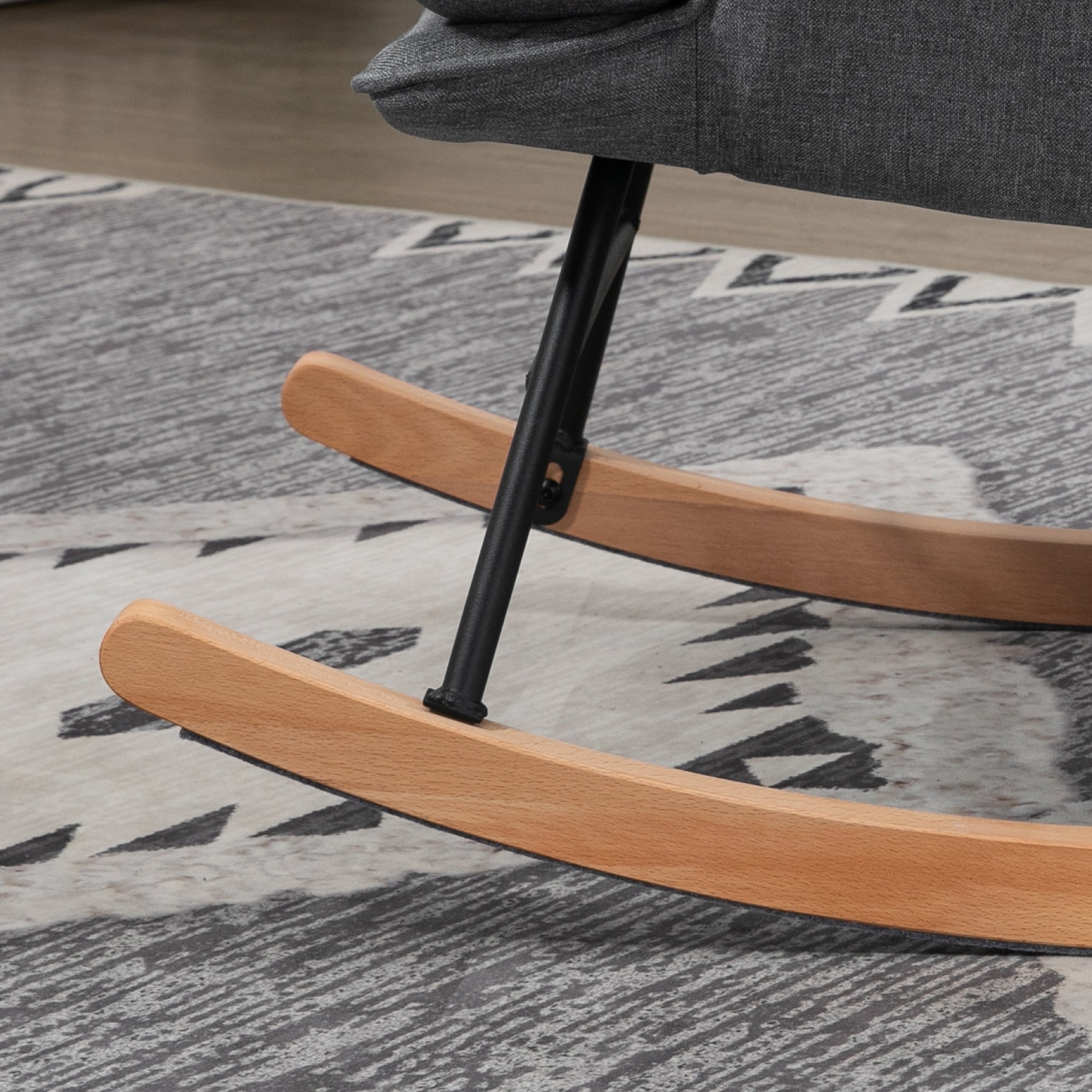 HOMCOM Schaukelstuhl mit Hocker, komfortabel, bis 130 kg, Leinenoptik, 64x89x90cm, Grau