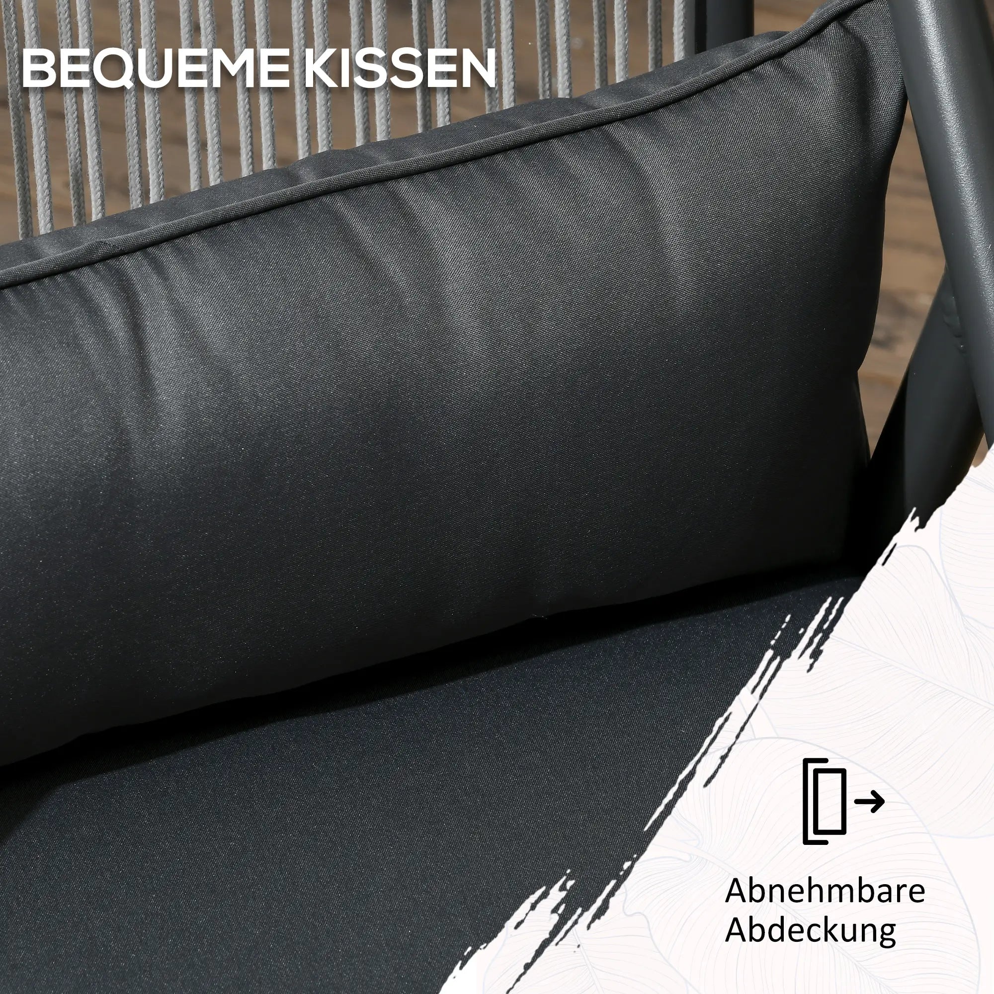 Outsunny 5-teiliges Gartenmöbel-Set Gartensitzgrupp Sitzgruppe, wetterbeständig, 80 cm x 80 cm x 75 cm, Dunkelgrau