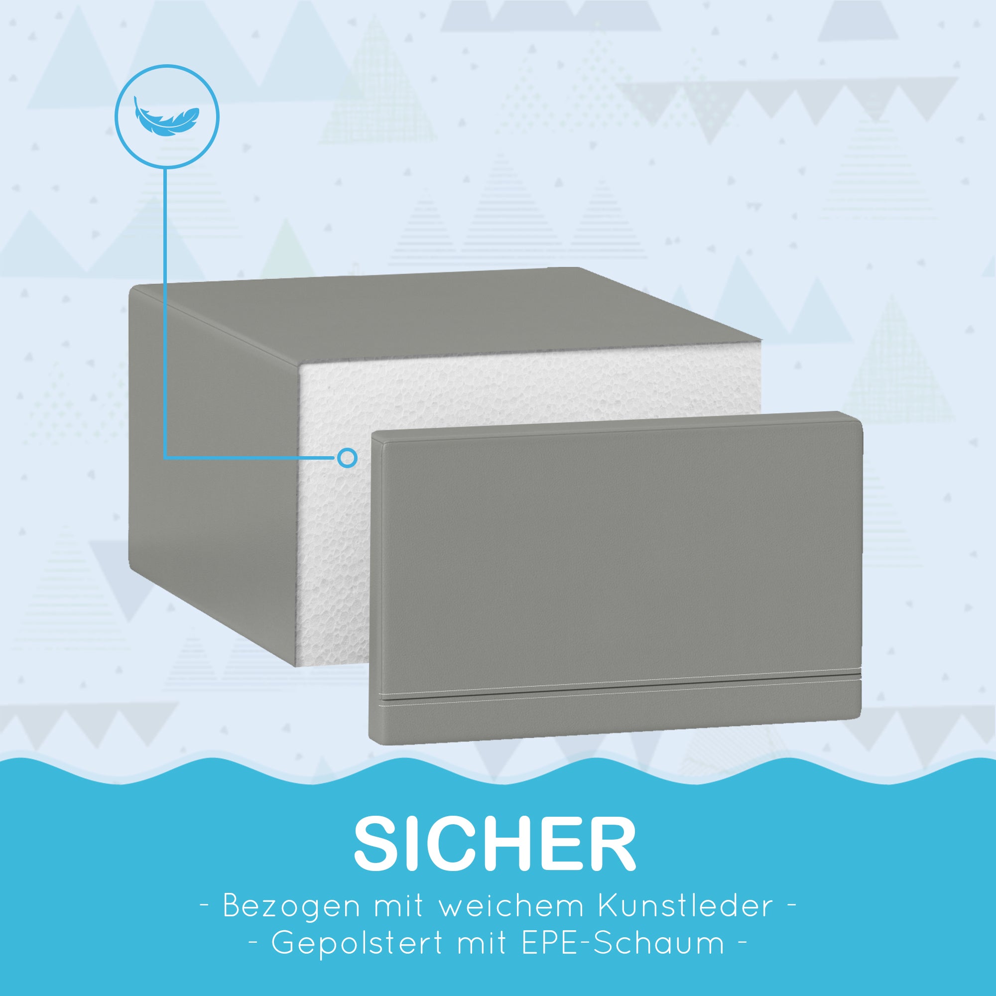 HOMCOM Kletter- und Rutschspielzeug für Kinder, fördert Motorik, Kunstleder, EPE-Schaum, 86x49x47 cm, Grau