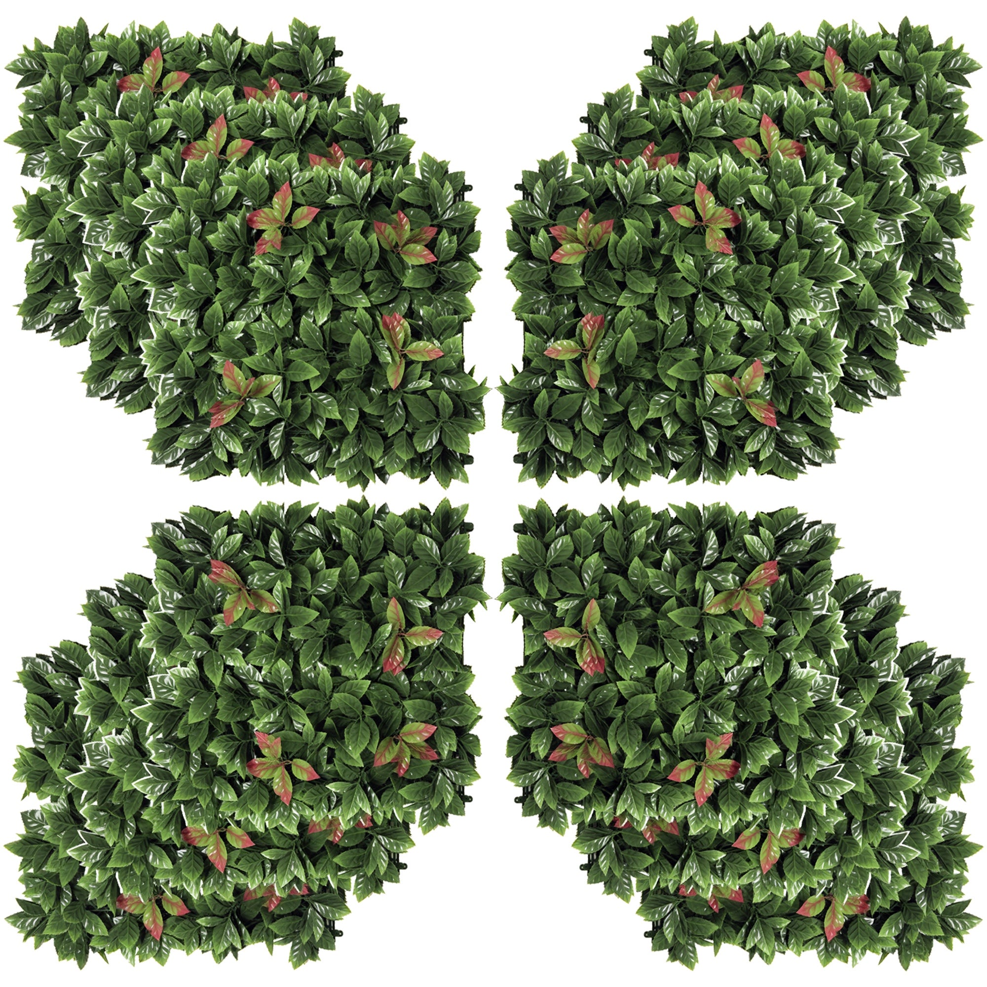 Outsunny 12 Stück künstliches Pflanzenwand Hecke 50x50 cm UV-Schutz Sichtschutz Glanzmispeln Design Heckenpflanze für Garten Outdoor Dekor